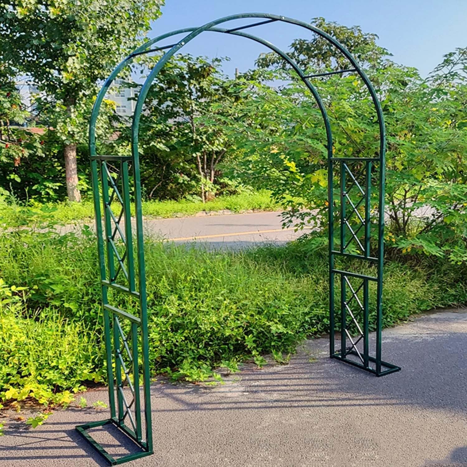Arco da giardino in metallo, robusto arco per rose rampicanti e piante, 230 cm di altezza x 140 cm a 340 cm di larghezza, ideale per matrimoni e feste