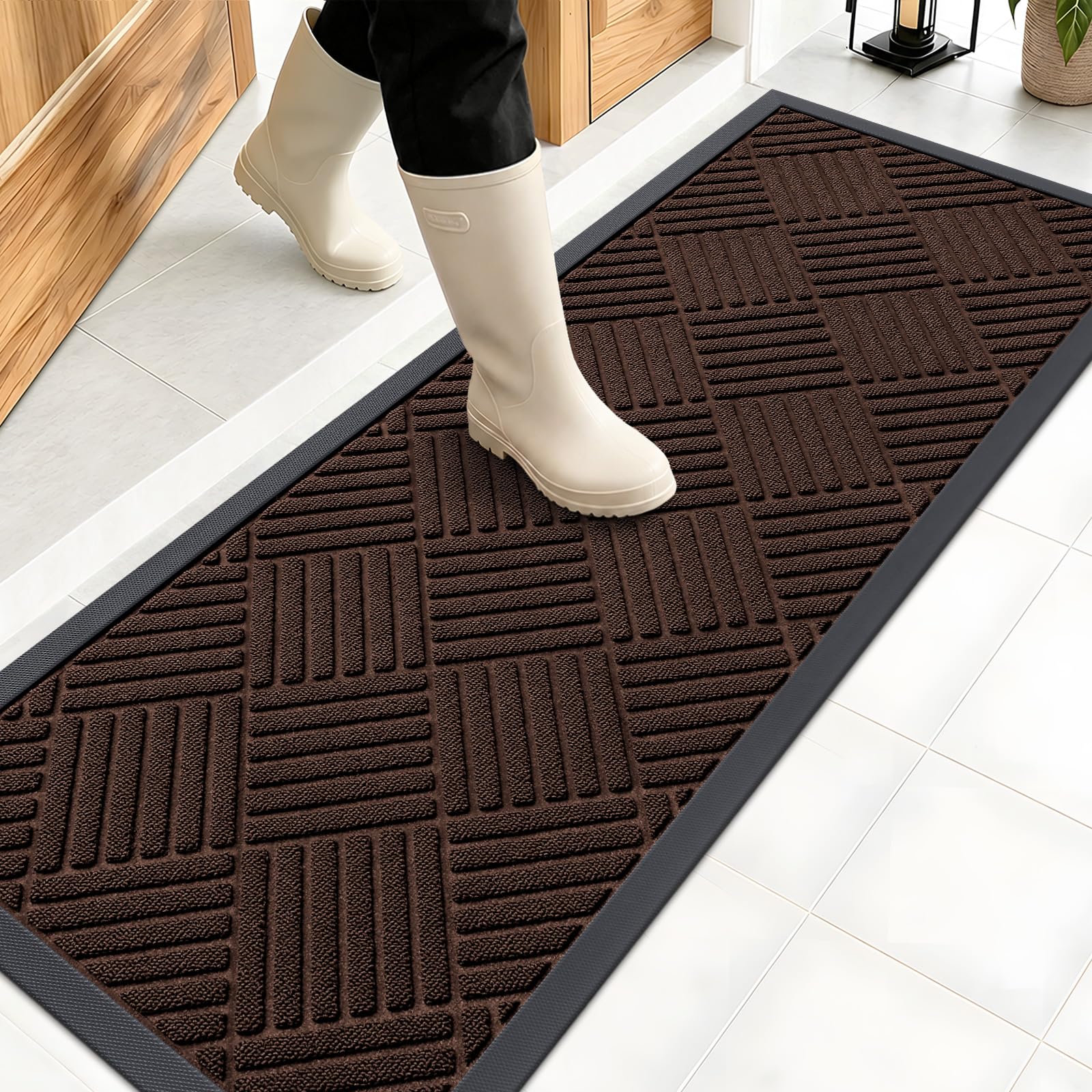 OLANLY Front Door Mat Outside Entrance 47x17, Waterproof Heavy-Duty Doormat