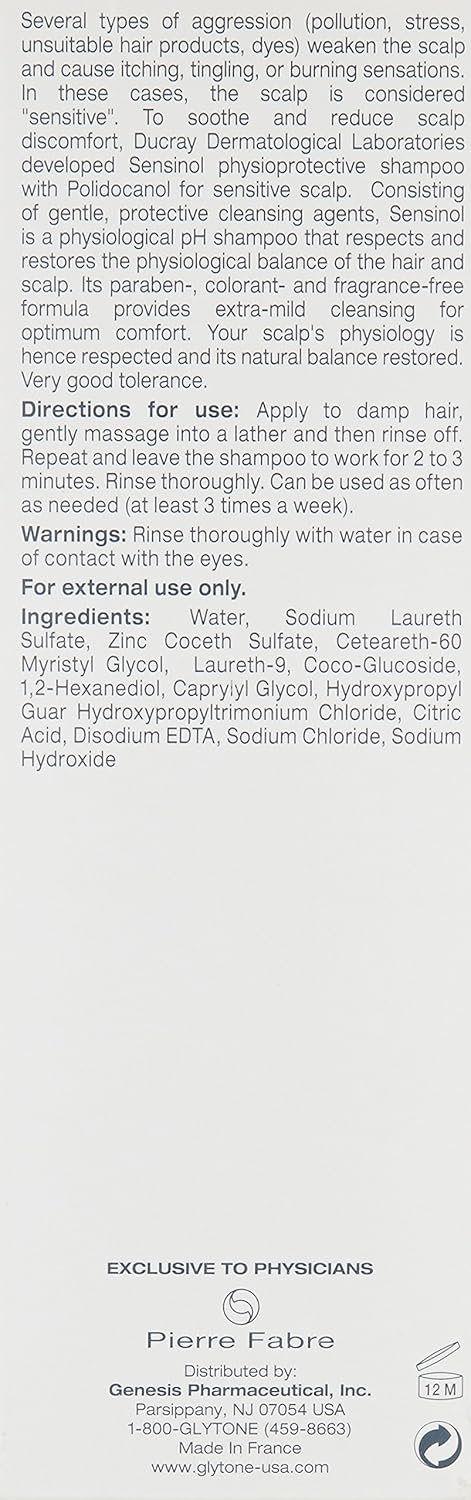 Ducray Sensinol Physioprotective Calming Shampoo, 0.58 lb.