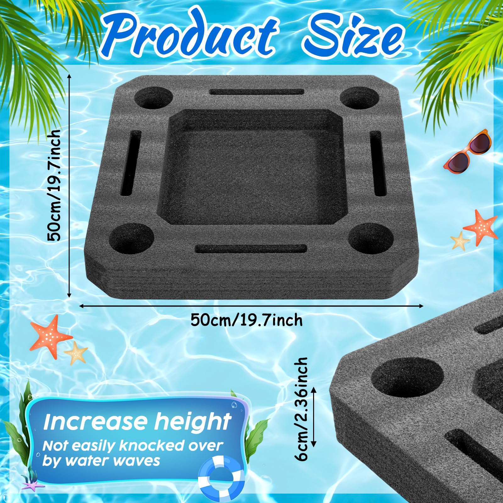 Qinyoung Grande portabevande galleggiante nero galleggiante tavolo vassoio portatile galleggiante vassoio per piscina accessori piscina vasca idromassaggio spiaggia e decorazione per feste