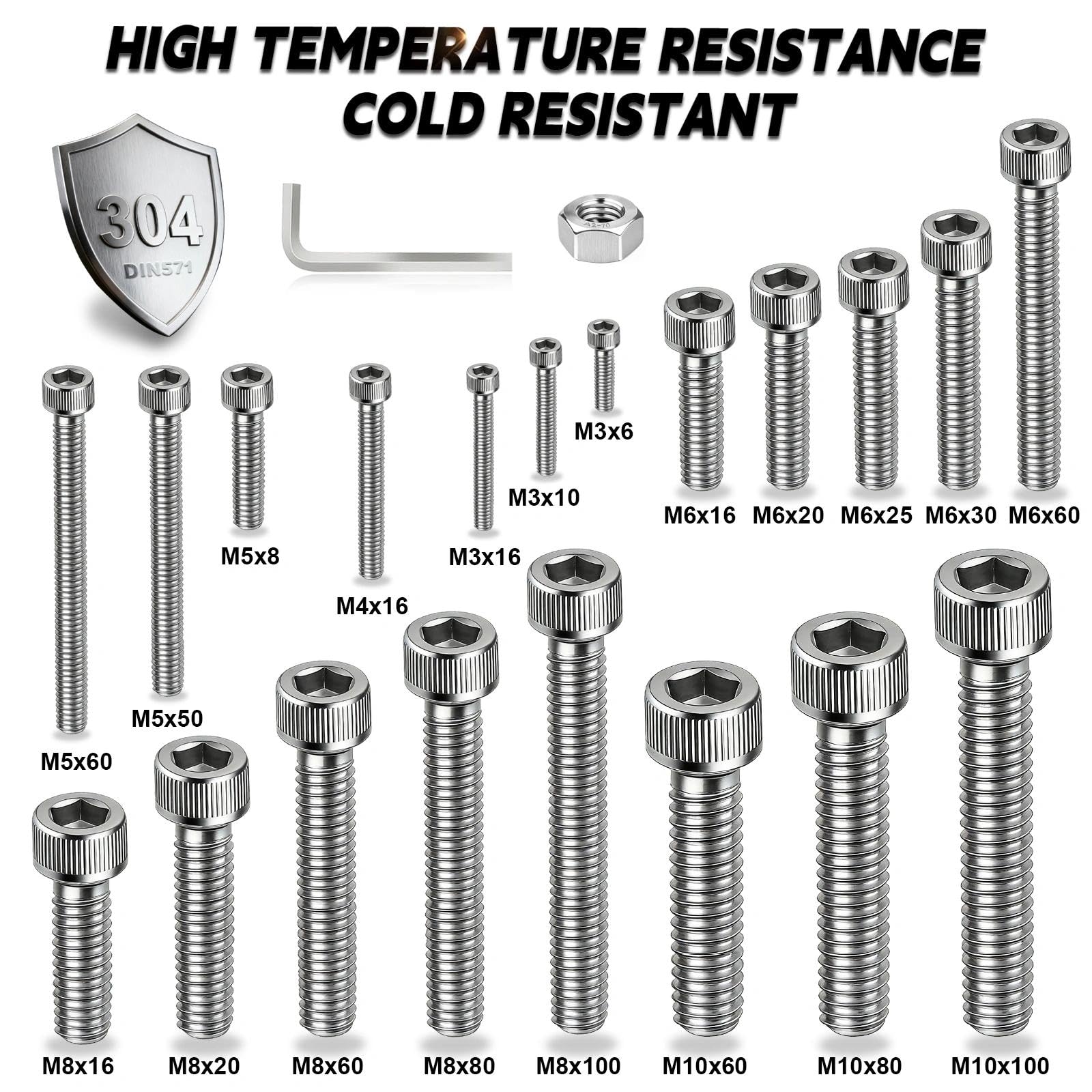 Zestaw śrub cylindrycznych M5 x 50 mm, 30 szt., śruby z łbem cylindrycznym ze stali nierdzewnej, A2 V2A, śruby imbusowe DIN 912, śruby z gniazdem sześciokątnym, śruby z nakrętkami do naprawy