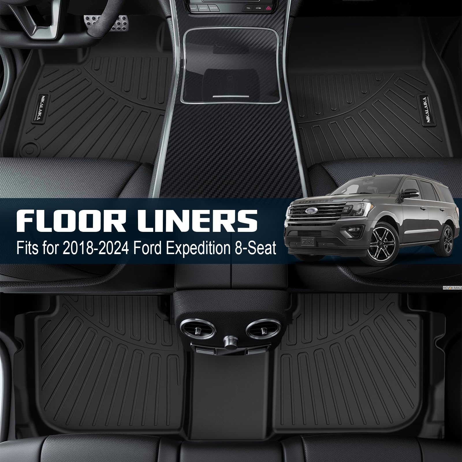 Tapis de sol pour FORD EXPEDITION 2018-2024 2 rangées