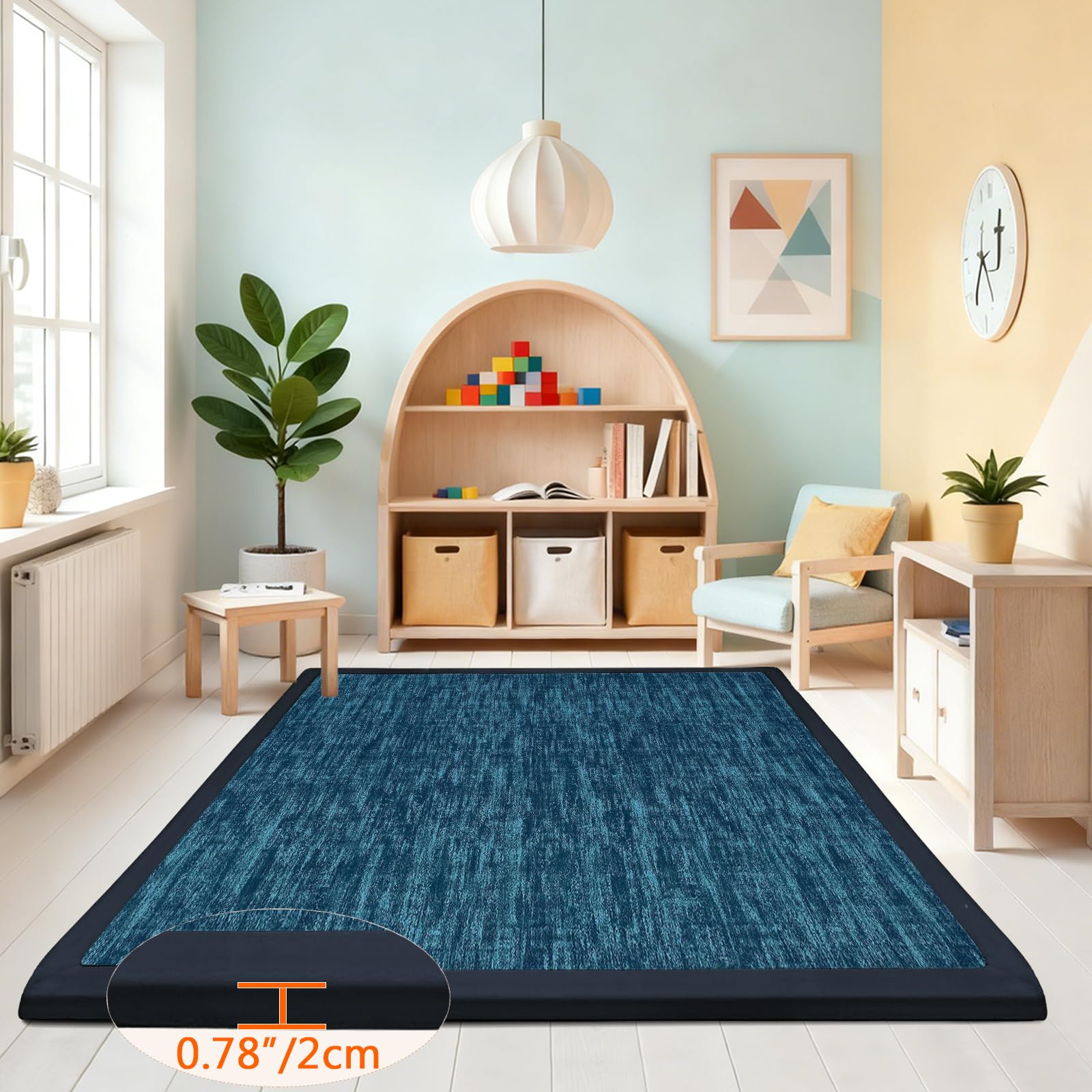Tappeto Gioco Bambini Acolchado 2 cm Extra Spesso, Antiscivolo, Ideale per Pavimenti e Box Neonato, Palestra Neonati, Tappeto Tummy Time Neonati Blu 140 x 220cm
