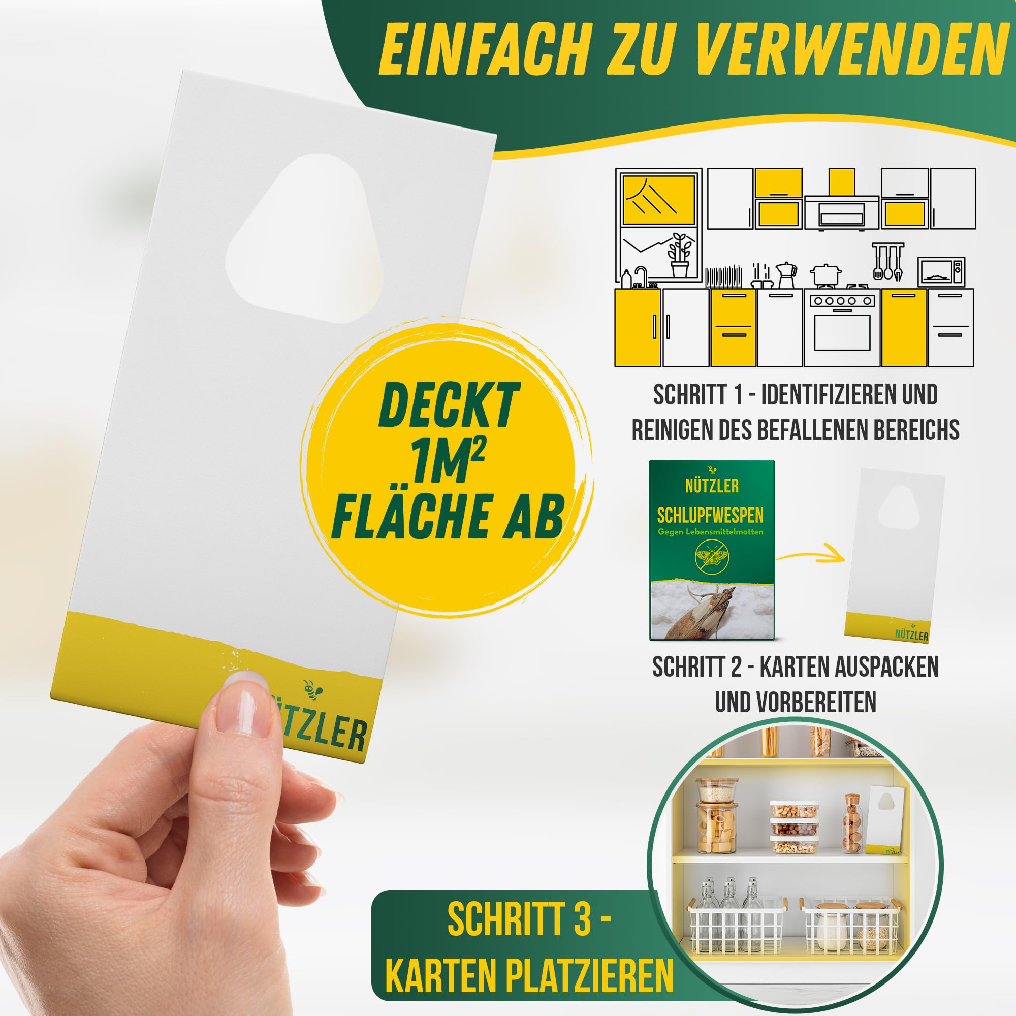 Schlupfwespen gegen Lebensmittelmotten - EINZELLIEFERUNG - (15 Karten, 1 Lieferung) - Nützlinge - Mottenbekämpfung mit Trichogramma evanescens