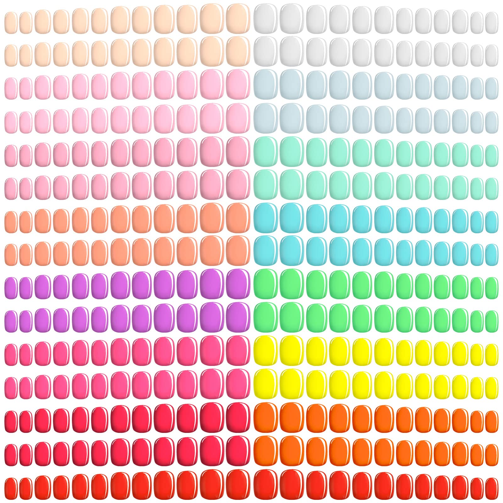 Honoson 720 Pieces Short False Nails Medium Square Artificial Fake Nails Full Cover Fingernails Coffin Press on Nails Glossy False Nails Tips for Women Girls DIY Nail(Stylish Colors)