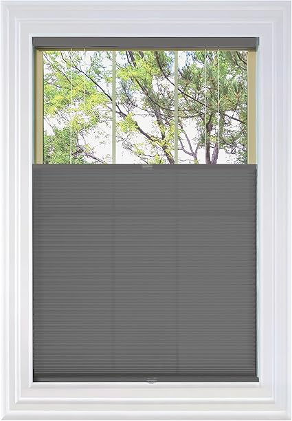 BlindsAvenue Cordless Top Down Bottom Up Cellular Honeycomb Shade, 9/16" Single Cell, Light Filtering, Anthracite, Size: 46" W x 48" H