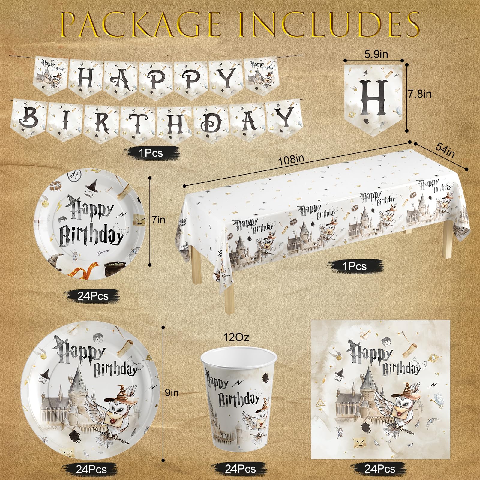 Kit Déco Anniversaire Wizard - 113 Pièces Vaisselle Jetable Et Décorations