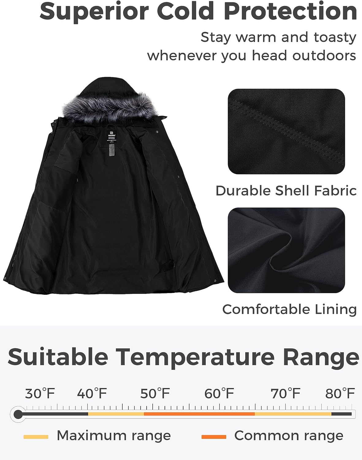 wantdo Women's Recycled Puffer Jackets Warm Winter Coats Long Winter Jacket Puffy Coat - Image 3