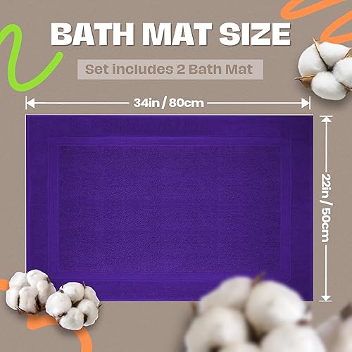 Miniatura 2 de Infinitee Xclusives Tapetes de baño de algodón prémium para baño, paquete de 2, 34 x 22 pulgadas, ultra suaves, superabsorbentes, antideslizantes,