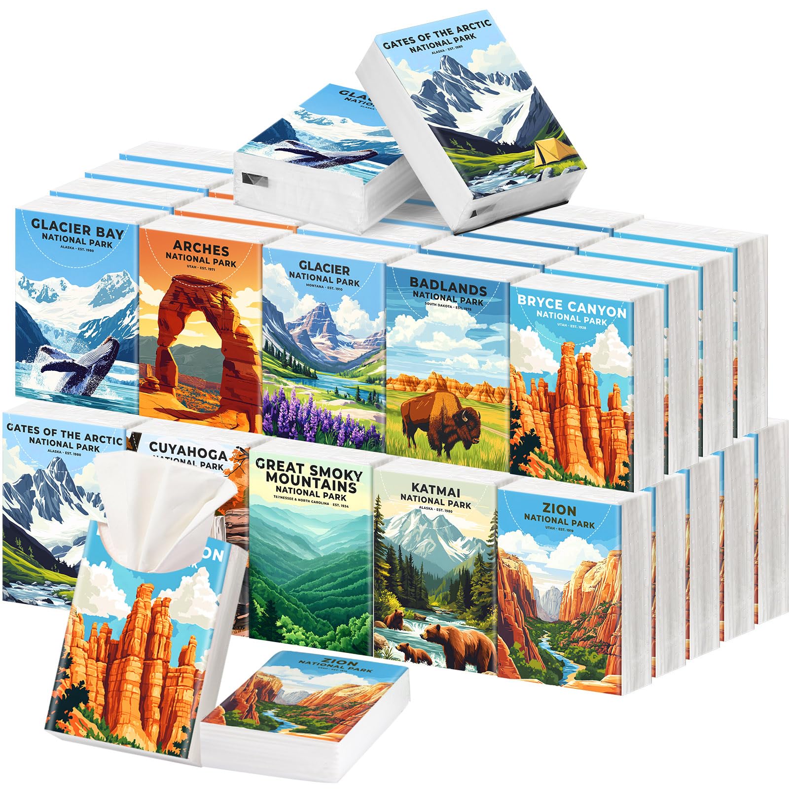 Outus Confezione da 50 fazzoletti tascabili da viaggio, 3 veli, piccoli fazzoletti per il viso, 400 fogli, regalo per matrimoni, viaggi, baby shower