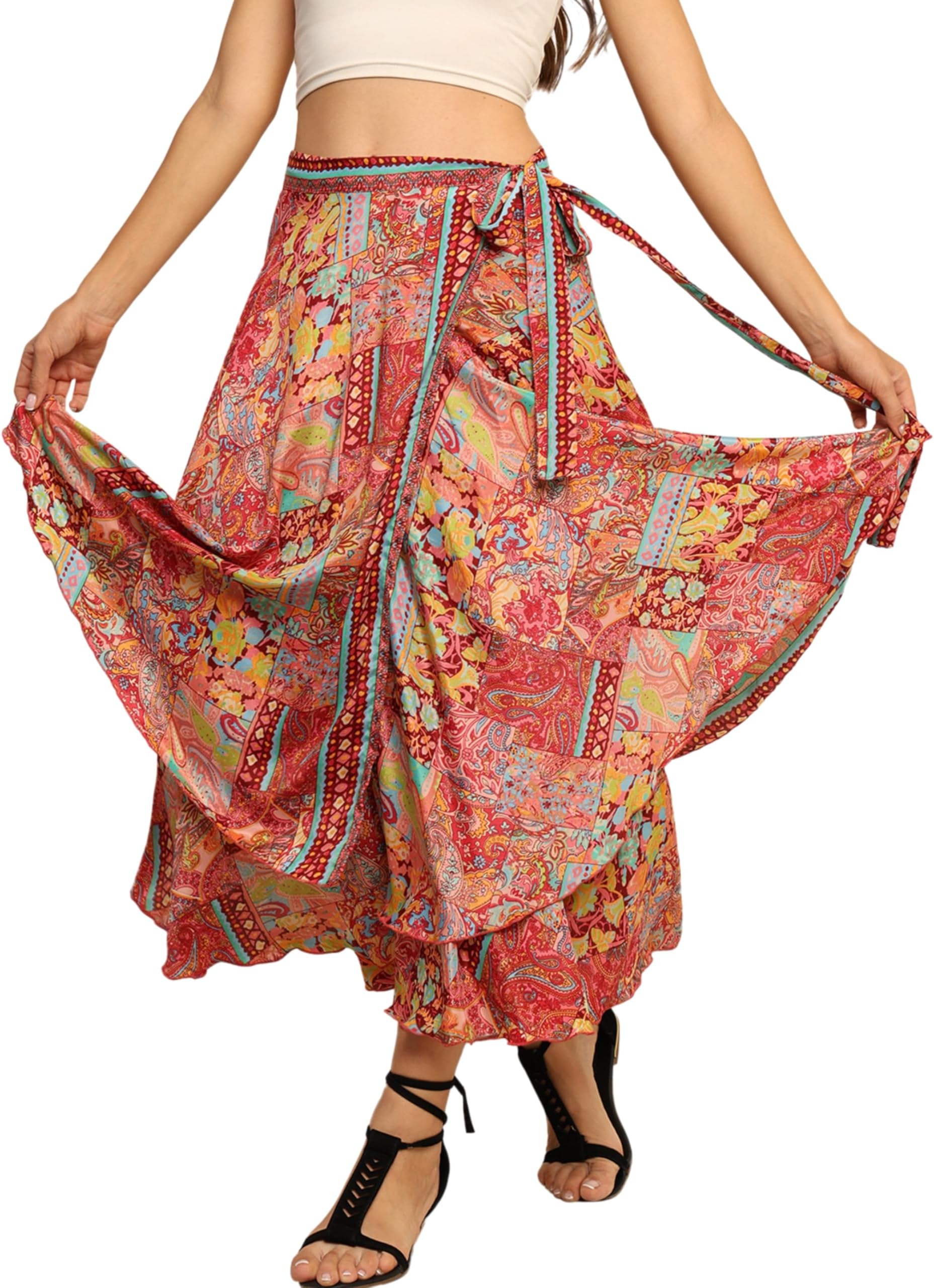- KE KANHA EXPORTS Multi Wear Skirt for Women|Long Skirts for Woman|Wrap for Women|3 in 1 Wrap Skirt |Halter|Dress|Boho Beach|Easily fits XS to XXL|Waist24-38in|Length38in Free Scrunchie Included