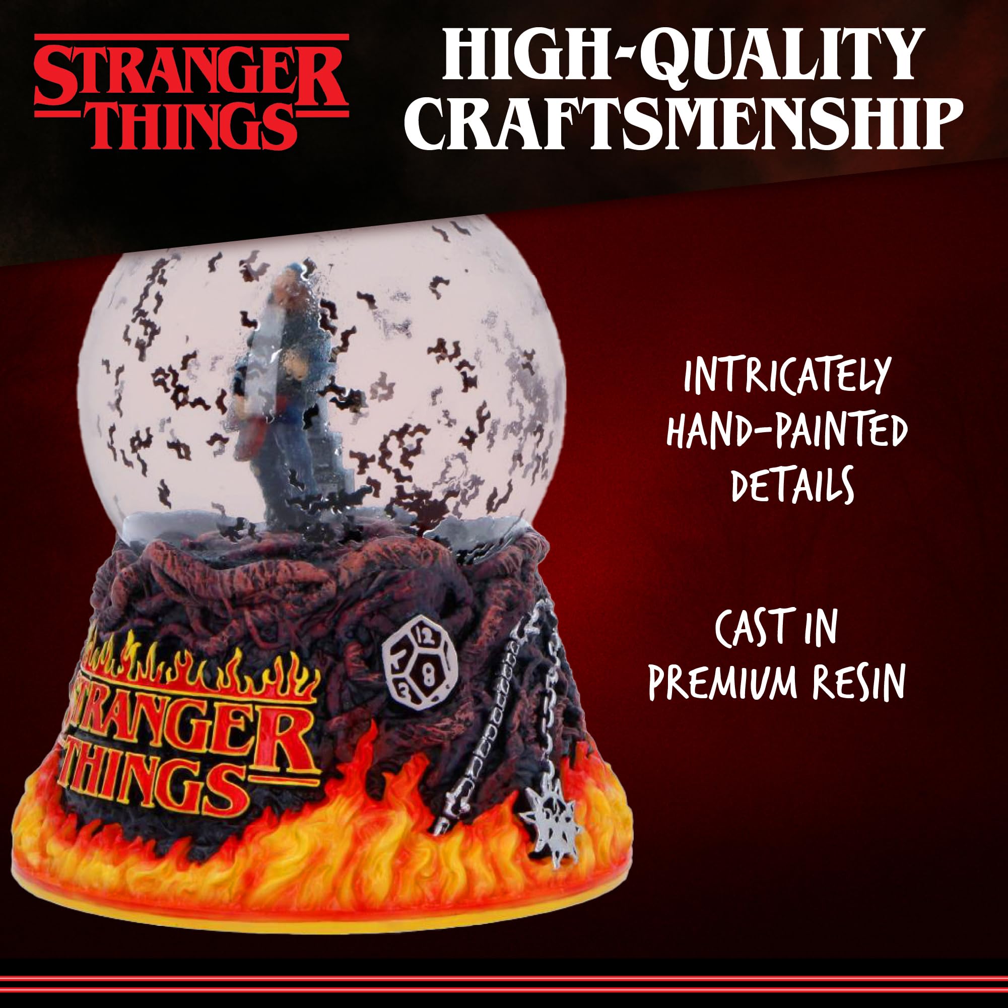 Nemesis Now Stranger Things Eddie's Sacrifice Boule à neige – Sous licence officielle Eddie Munson scène de guitare Hellfire Club Collectible, 14,5 cm