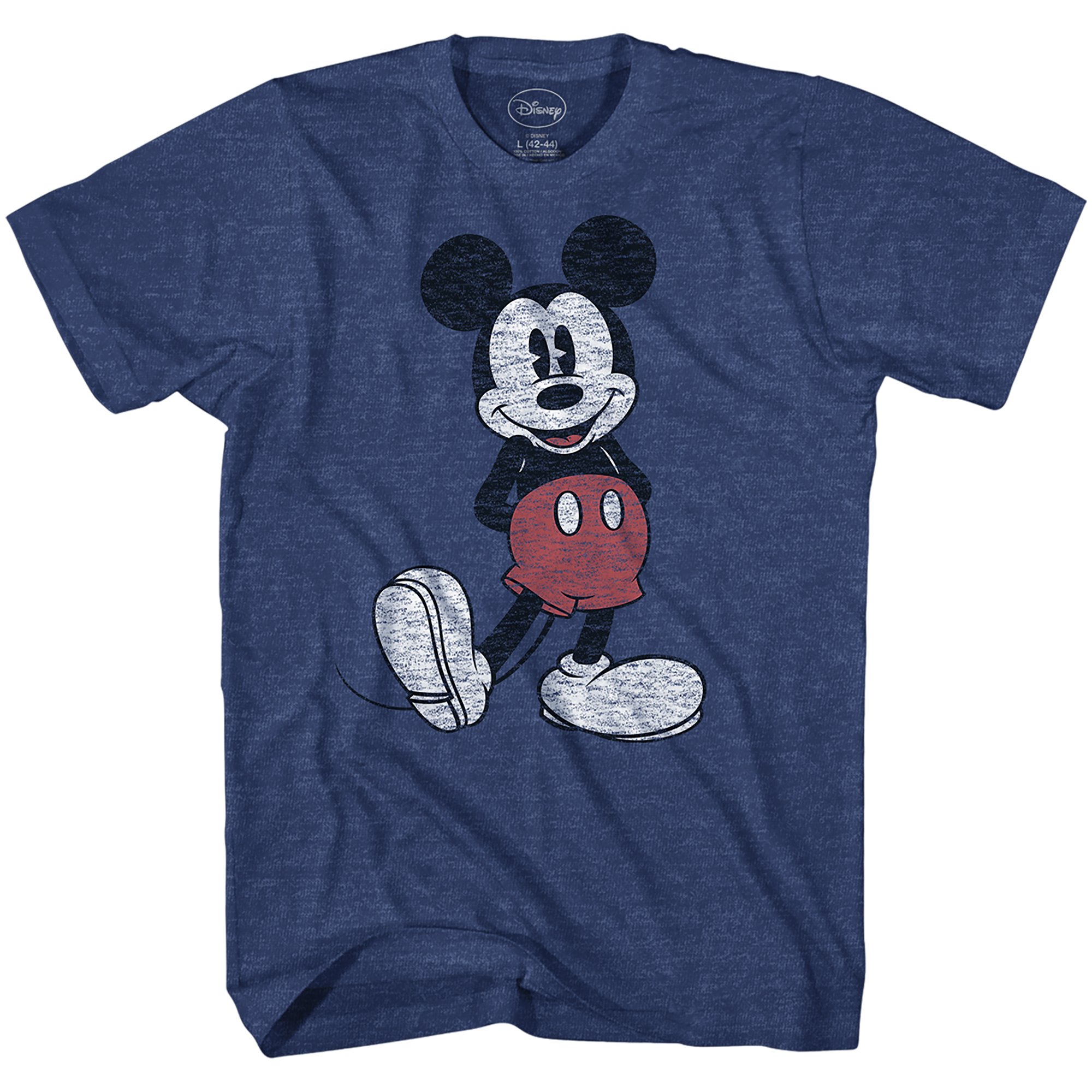 Disney Men's Full Size Mickey Mouse Distressed Look T-Shirt(Heather Navy,XXL), Navy, XXL