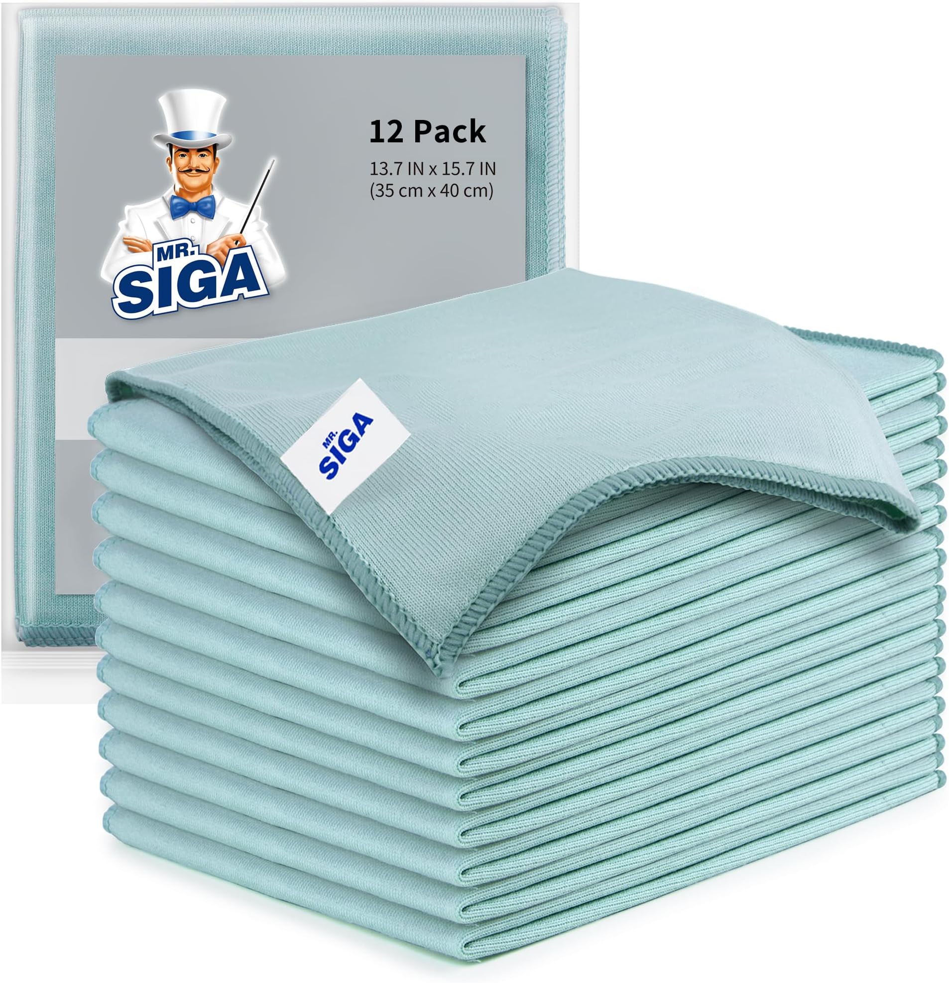 Ultra Fine Microfiber Cloths for Glass, Pack of 12, 35 x 40cm 13.7" x 15.7"