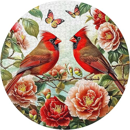 Rompecabezas de pájaro floral vintage, 1000 piezas, redondo, alto nivel de habilidad, adultos