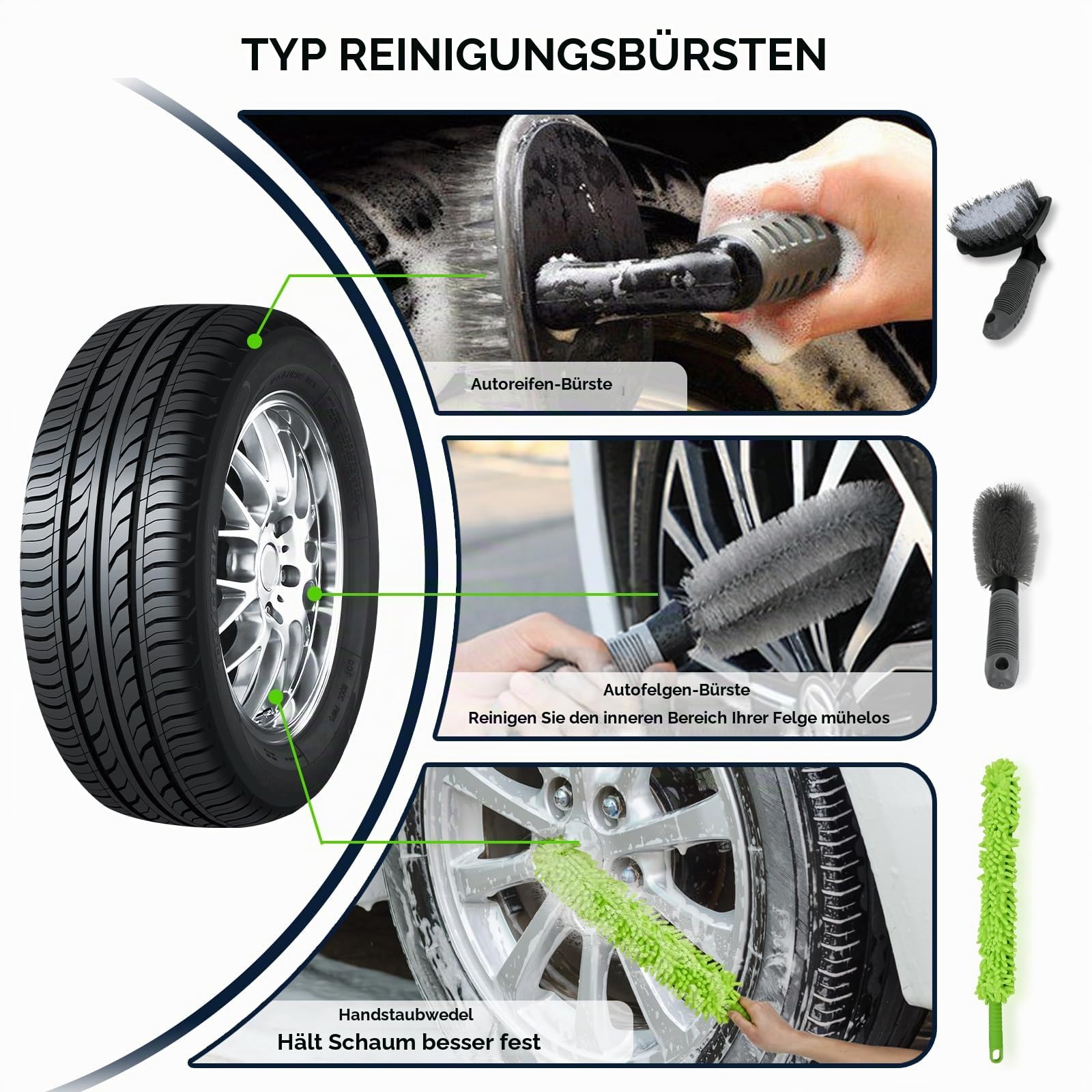 15 PCS Auto-Reinigungsset mit Aufbewahrungstasche,62 Zoll Waschbürste mit Teleskopstiel,Felgenbürste,Mikrofasertücher,Waschhandschuh,Auto Reinigung Set für Motor Auto Trucks