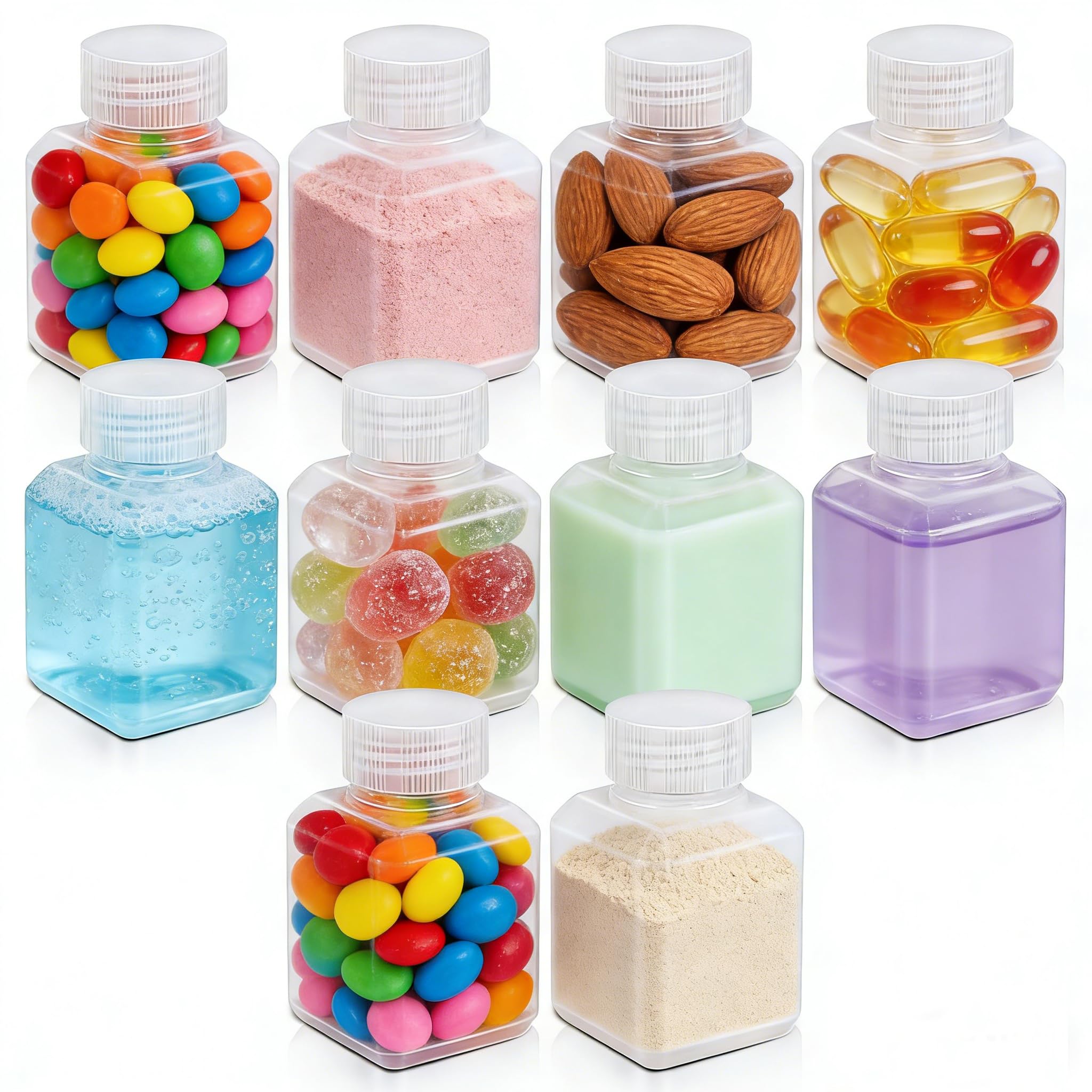 UMETASS 1.4oz/40ml Leak Proof Plastic Bottles with Caps for Liquids Sample, Reusable Small Bottles Containers for Travel, Camping and Hiking (