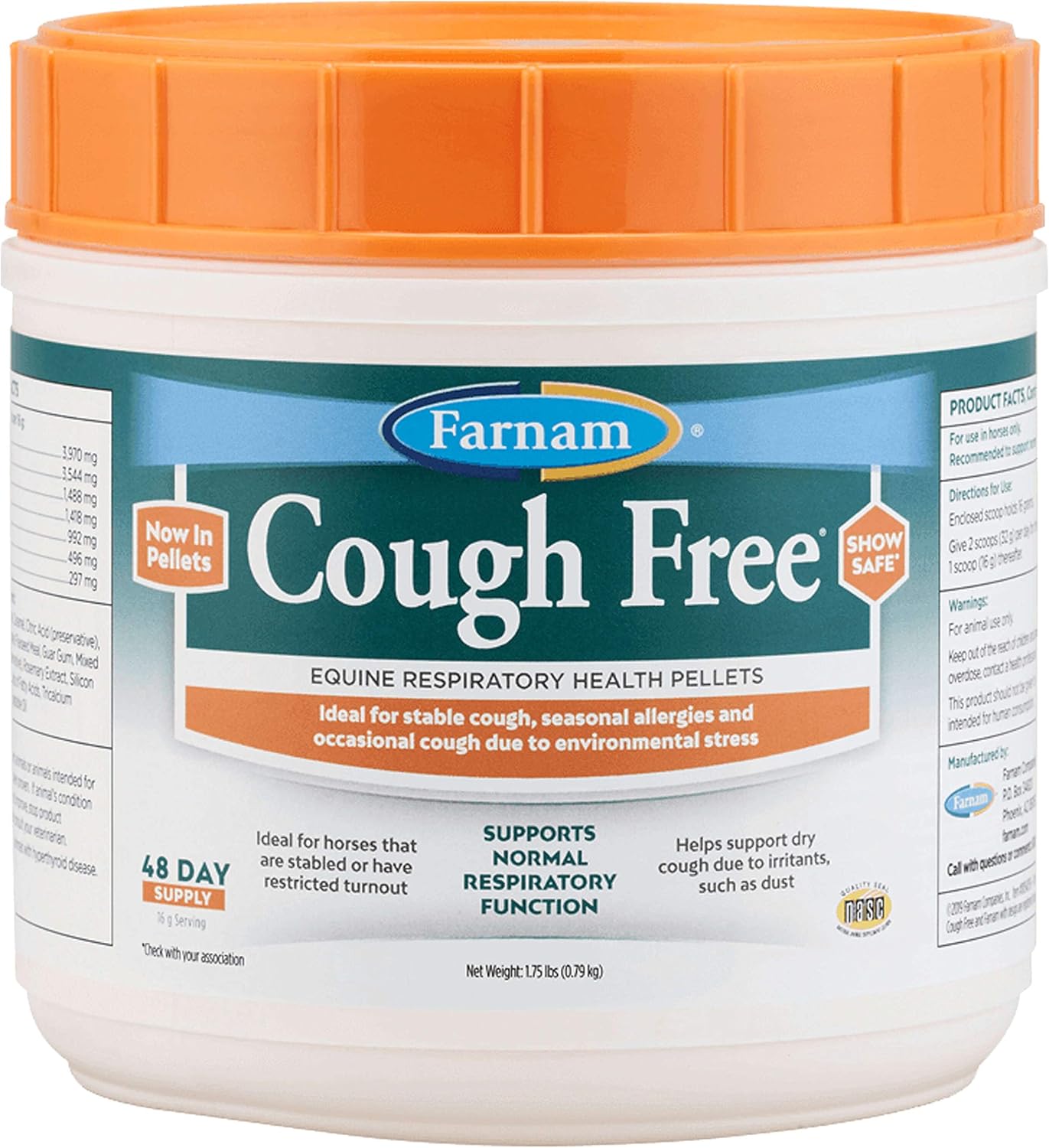 Farnam Cough Free Horse Cough Supplement Pellets, Provides Respiratory