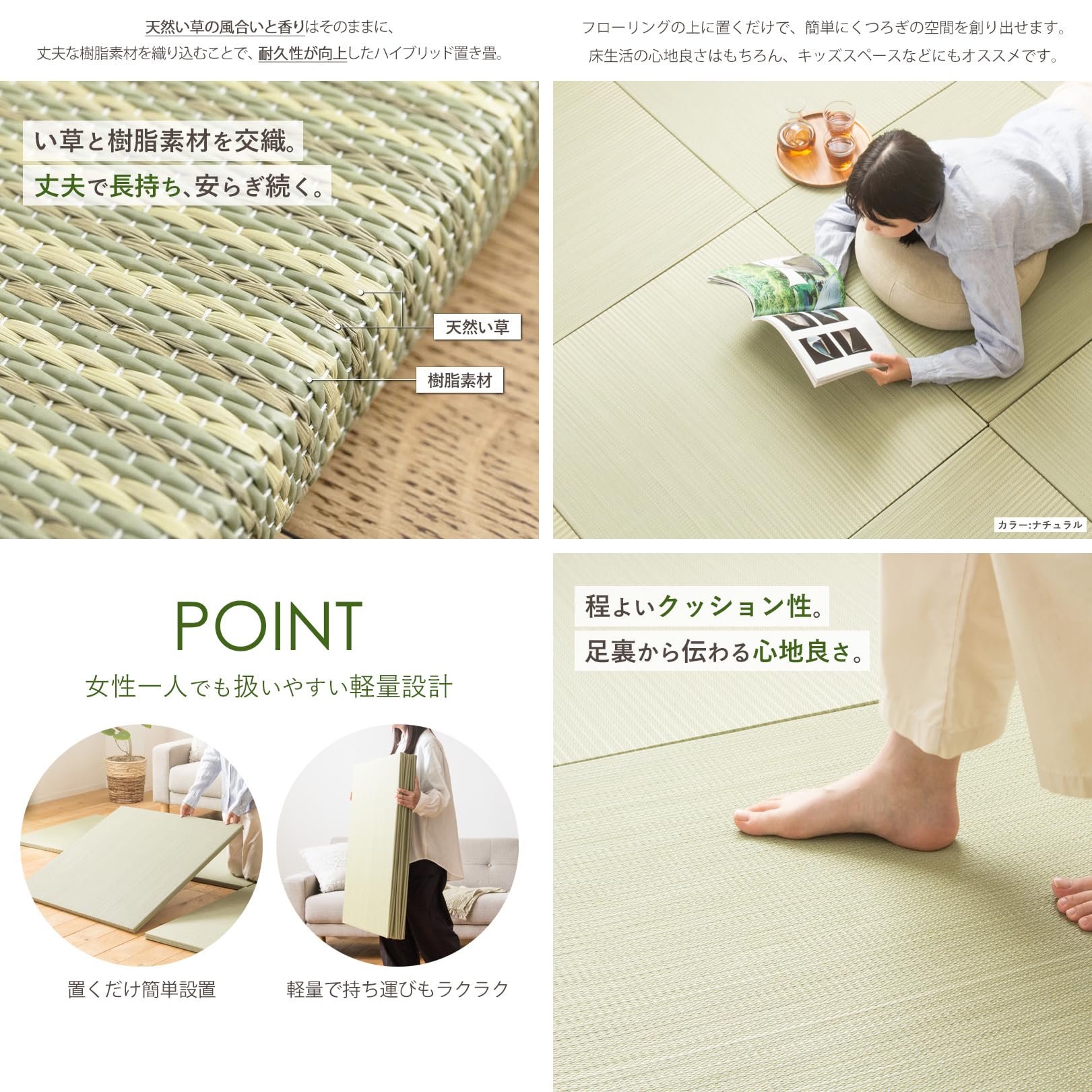 Amazon｜置き畳 ユニット畳 82×82cm 厚さ25mm 【6枚セット】 半畳 6畳 