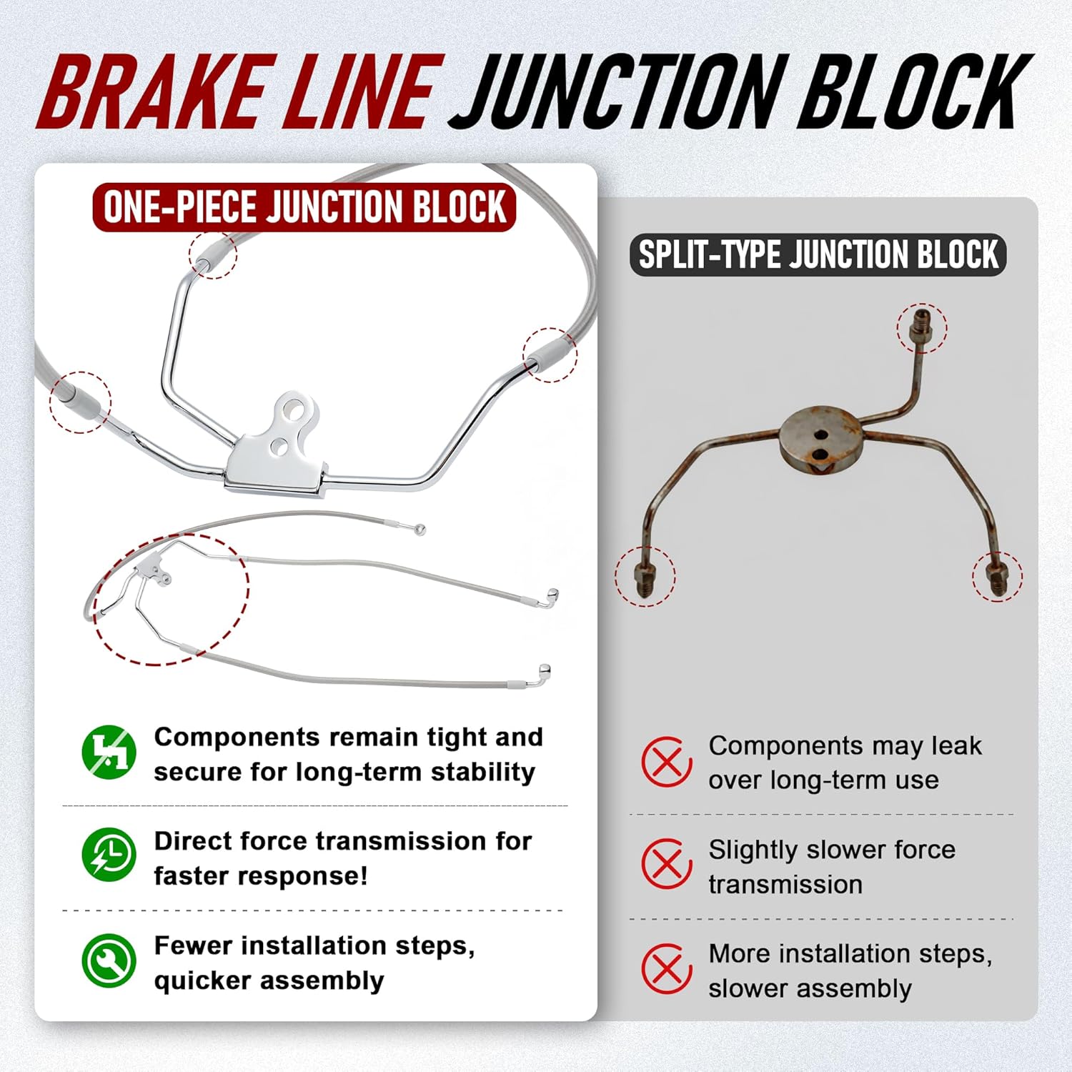 12" Touring Ape hanger Extension Brake Line No/ABS for 1994-2007 Harley Road Glide Street Glide Road King Electra Glide No ABS, Chrome
