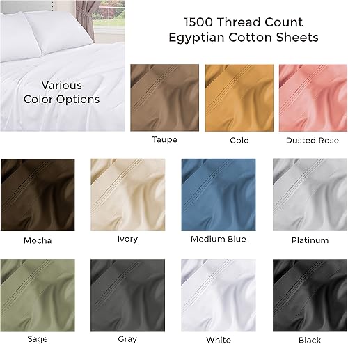 Miniatura 13 de Juego de cobijas de algodón egipcio de 1500 hilos tamaño California King, color sólido, Verdesalvia, King