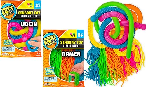Ramen & Udon - Fideos elásticos texturizados (paquete de 2) cuerdas y juguetes súper sensoriales para adultos y niños, paquete de relleno de
