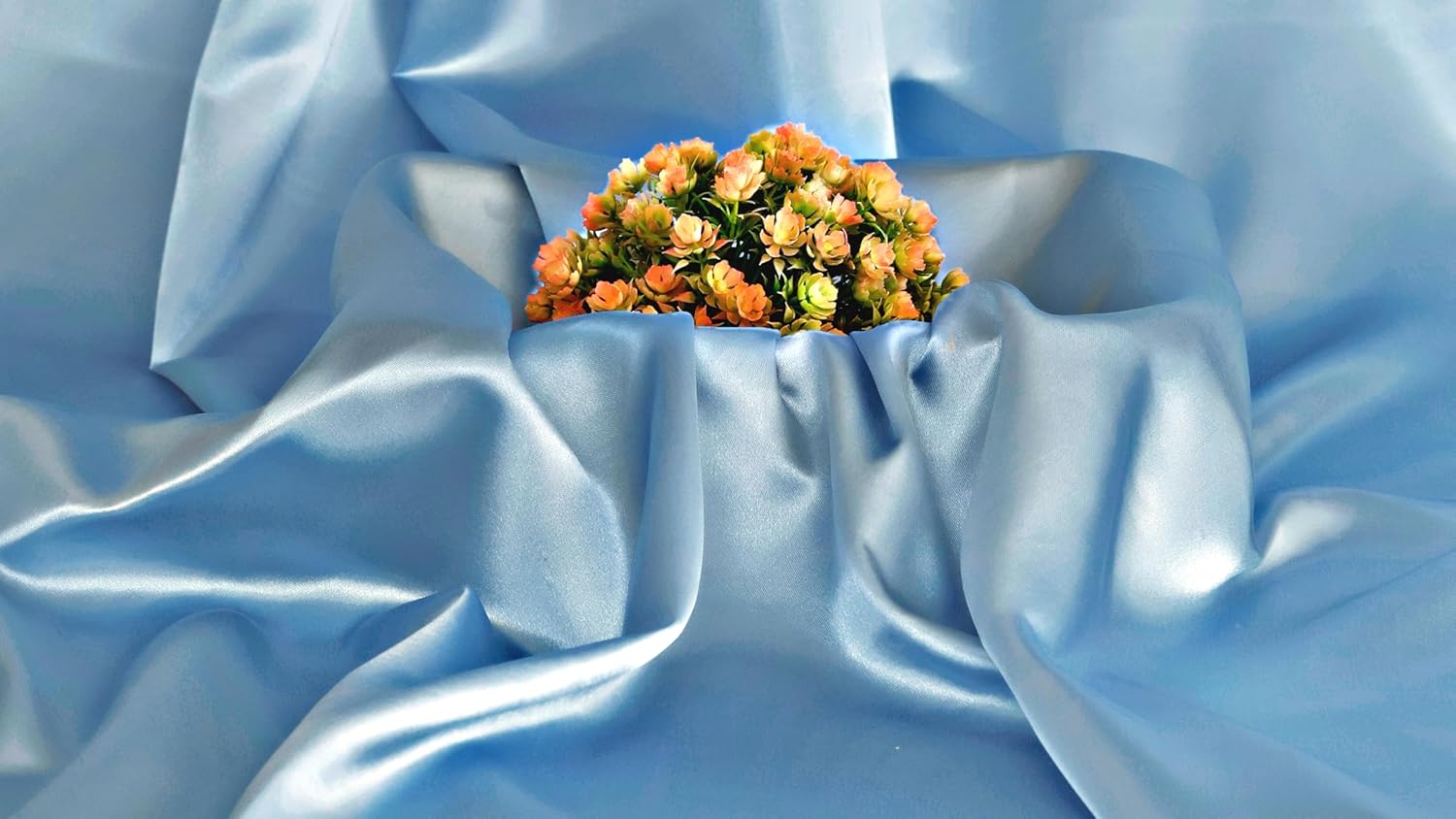 MDS Satin Fabric 10 Yards, 44" Wide, Silky Smooth Charmeuse Sateen Cloth for Wedding Arch Drapery Panel Backdrop Party Event Banquet Home Decoration Curtain Crafts DIY Sewing Costume - Baby Blue