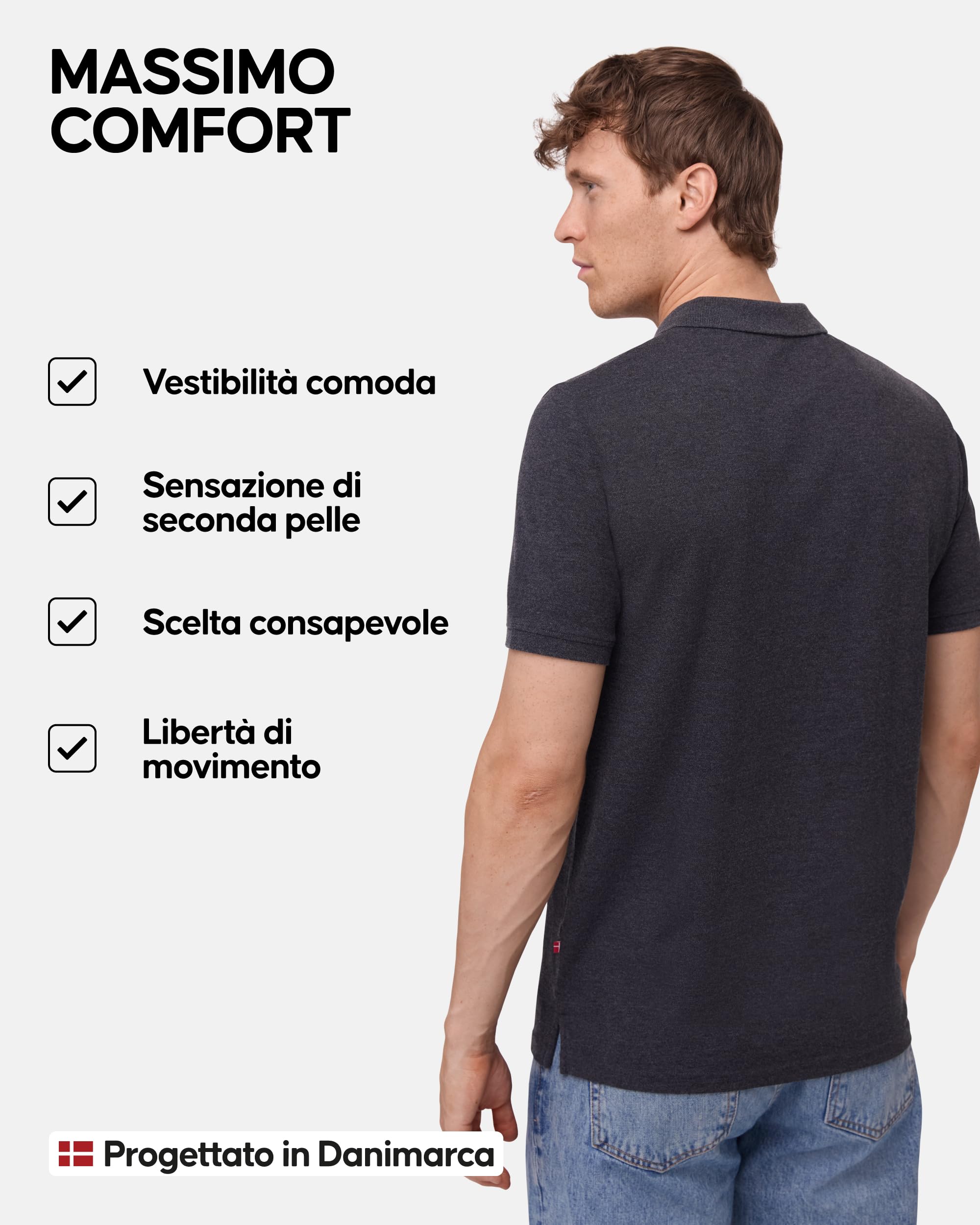 DANISH ENDURANCE Maglietta Polo Uomo Manica Corta in Cotone Biologico Premium, Polo T-Shirt Uomo, 1 o 2 Paia