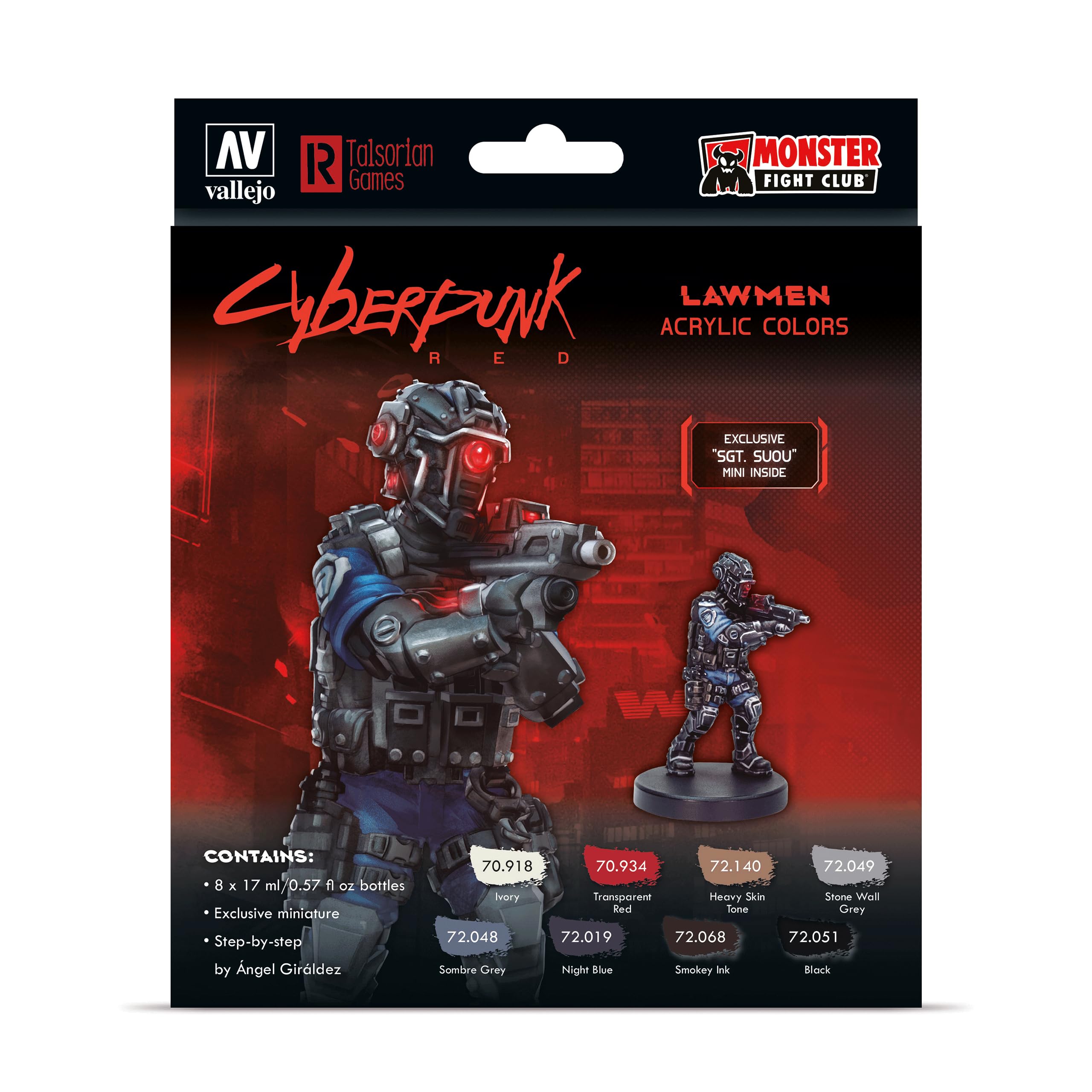 AV Vallejo Cyberpunk Lawmen Sgt Suou (x8), Model paints and Figure, VAL72308
