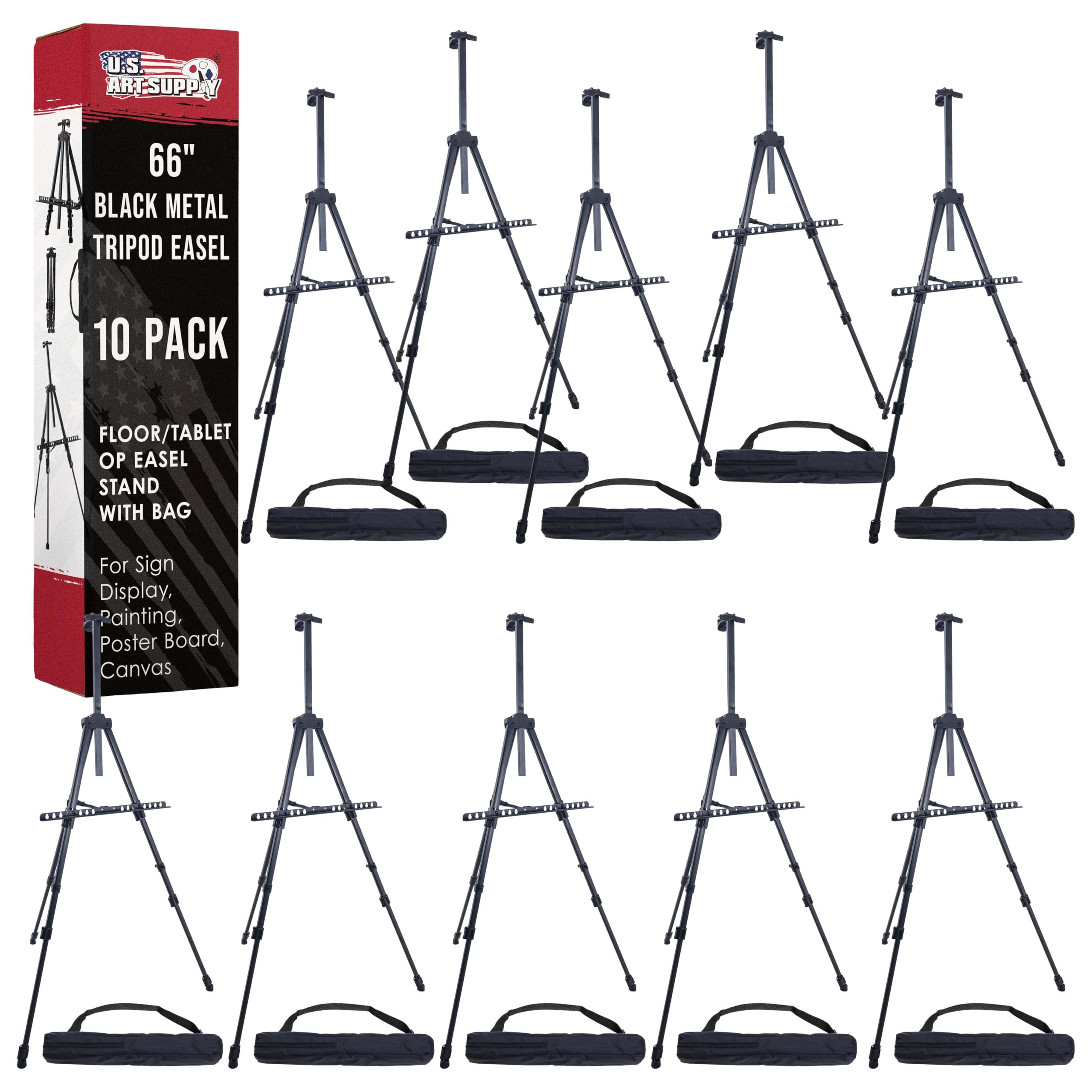 U.S. Art Supply 66 Black Metal Tripod Easel Display 10 Pack