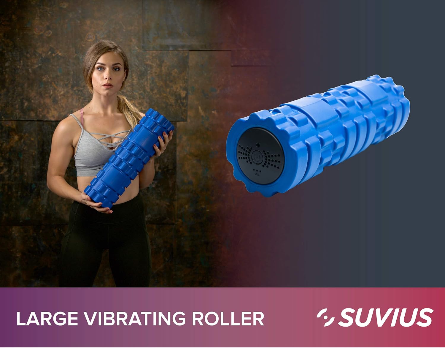 Electric Vibrating Rechargeable Foam Roller - 4 Intensity Levels for Firm Battery-Powered Deep Tissue Recovery, Training, Massage - Therapeutic Back and Muscle Massage Roller