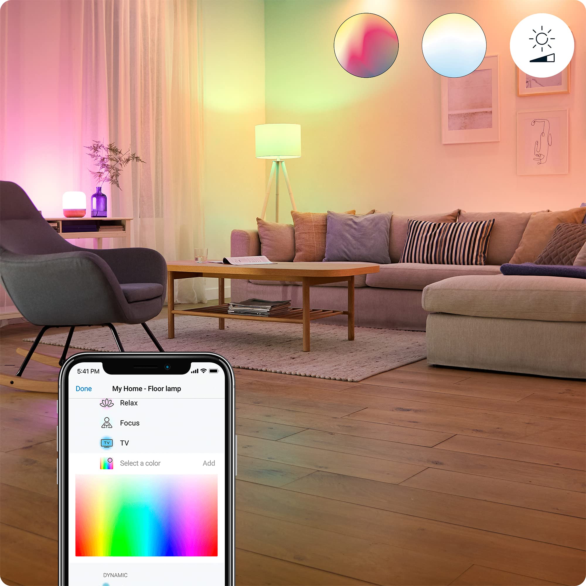 WiZ Inteligentna żarówka 60W A60 E27, 2 szt., Wi-Fi, Bluetooth, wiele odcieni bieli, szeroka paleta kolorów, sterowanie aplikacją