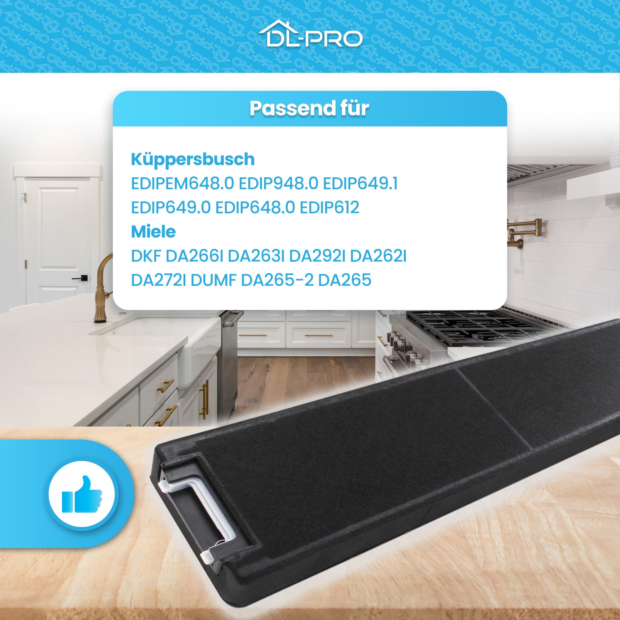 DL-pro Filtr z węglem aktywnym kompatybilny z Miele 4114503 DKF4 Küppersbusch 501097 KFIP Zub.564 filtr węglowy filtr zapachowy do okapu kuchennego