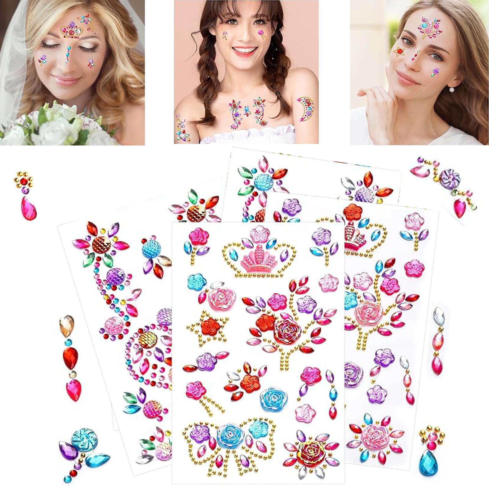 4pcs Rhinestone Stickers, Face Stickers, Rhinestones, Suitable for DIY Crafts, Including Nail Art and Personalized Dressing-image-33