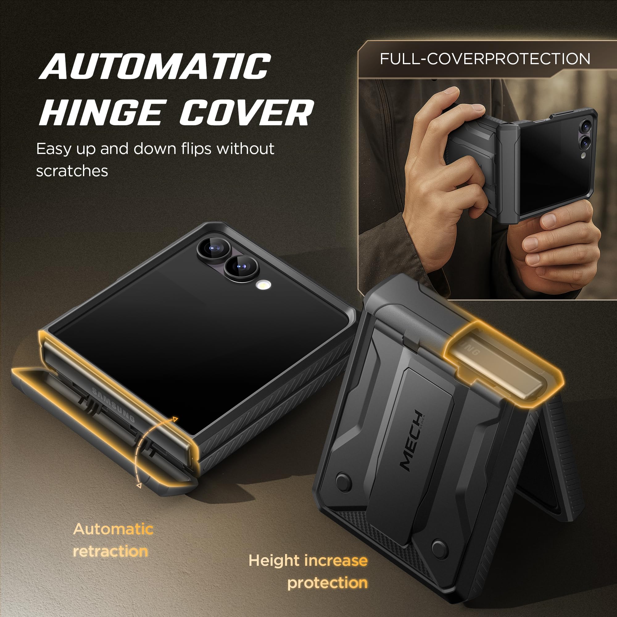 Tongate Custodia Flip Seven per schermo con protezione, nero