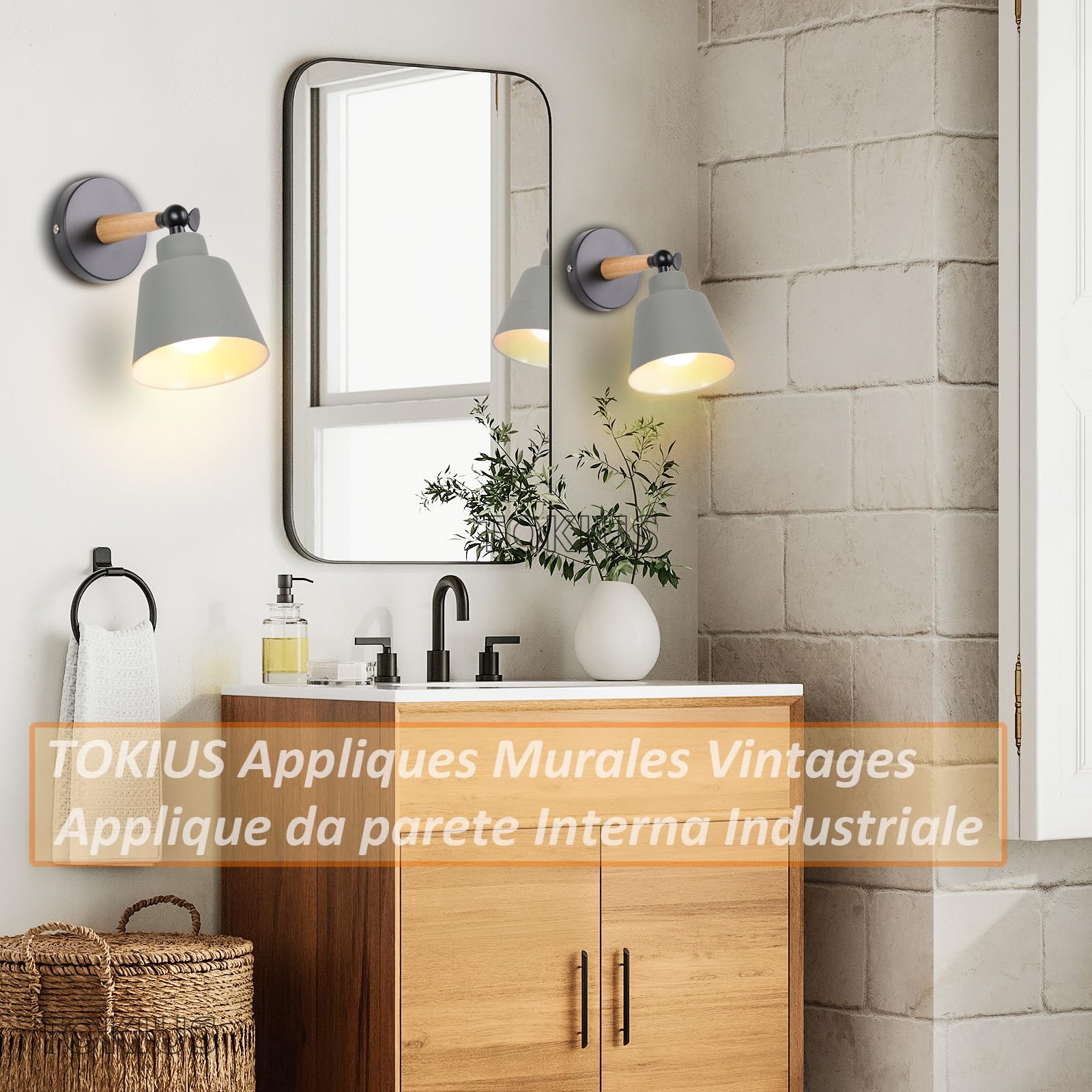 TOKIUS 2 Packs Appliques Murales Vintage Industrielle Luminaire E27 En Métal Réglable Lampe