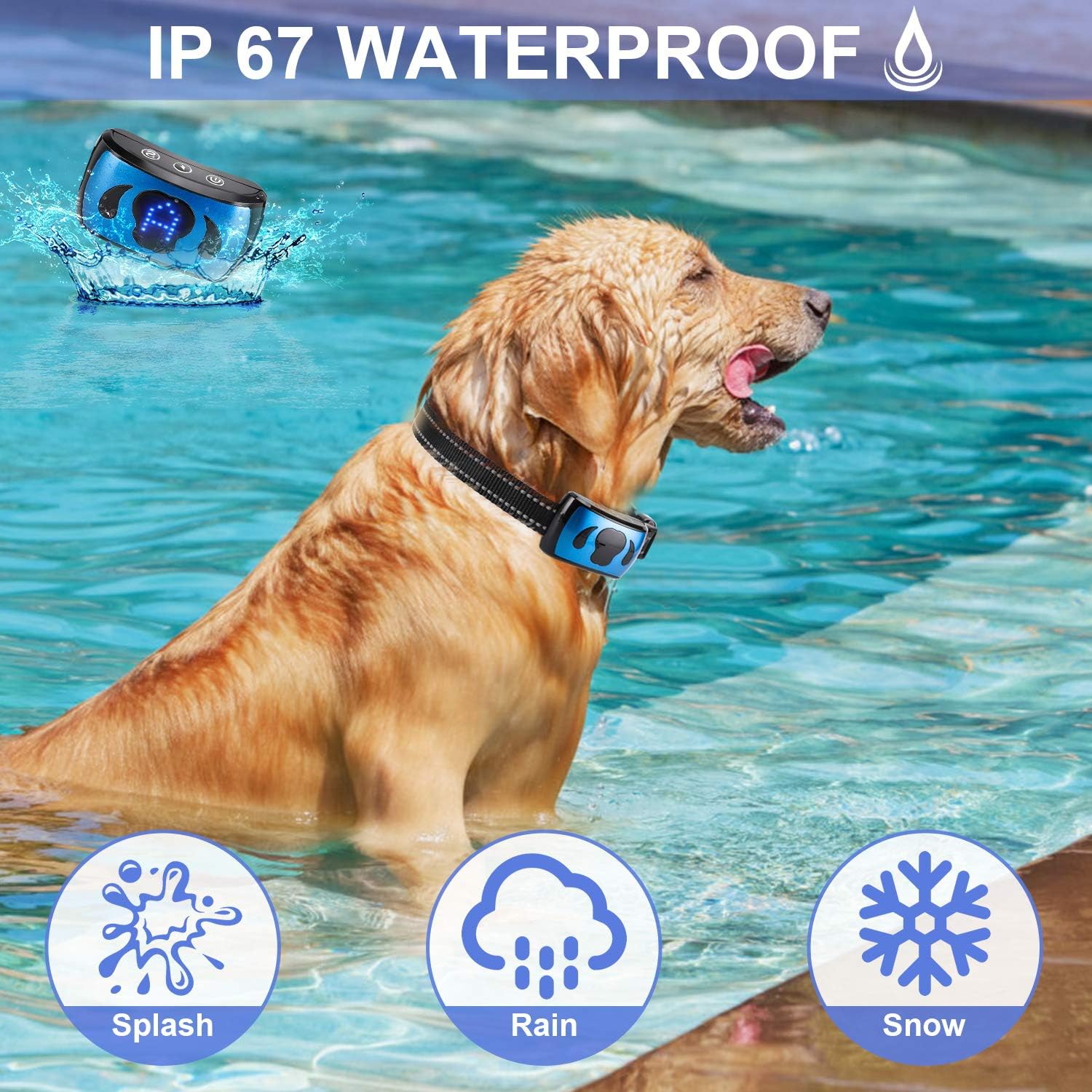 Rechargeable Bark Collar for Dogs - Professional 4 Adjustable Sensitivity Control + 3 Harmless Shock Modes Humane Training Collar Magnetic Charging Dog Anti Barking Collar with Beep and Vibration