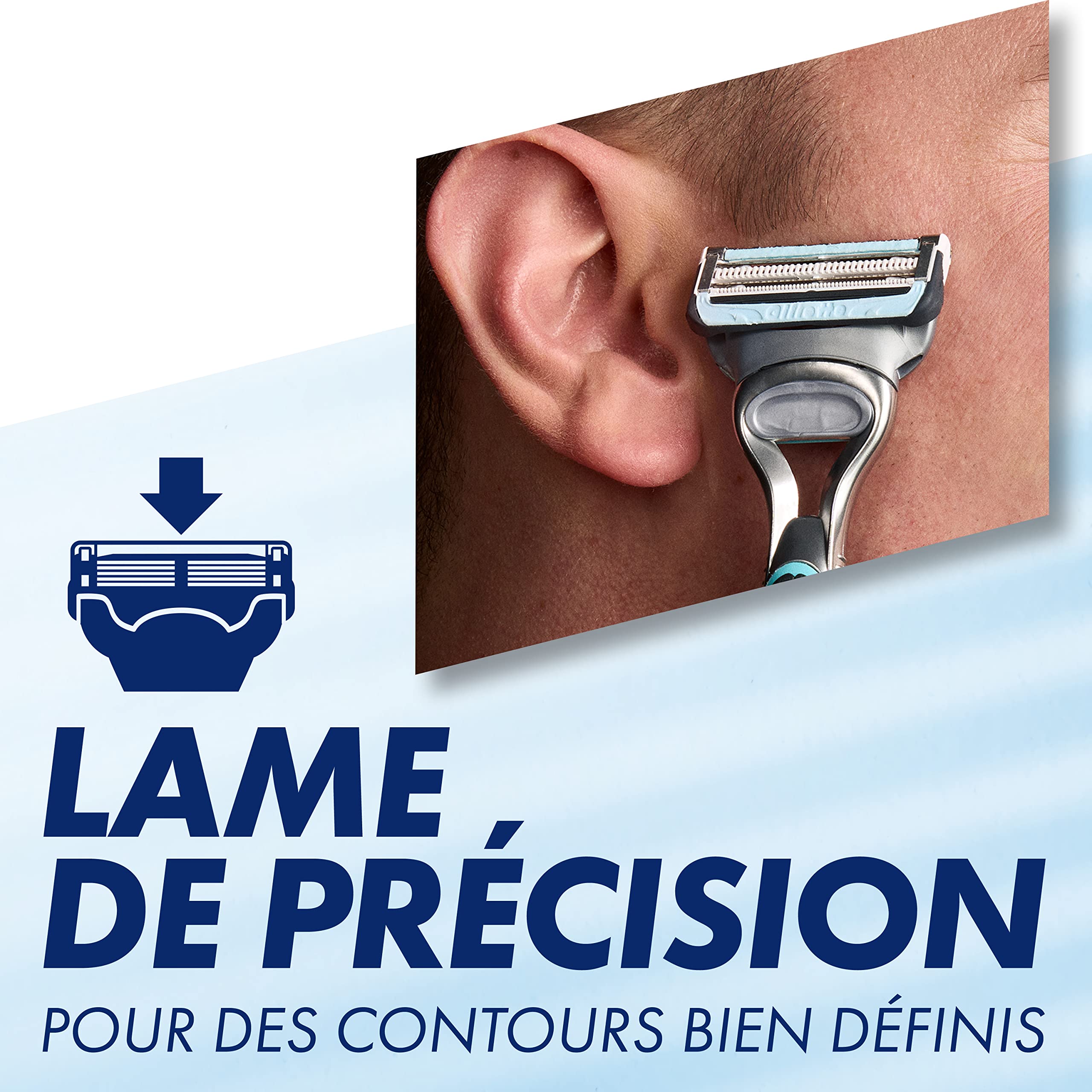 Gillette Lames de Rasoir Homme SkinGuard Sensitive, Pack de 8 Cartouches | Remplacement Conçu pour la Peau Sensible, 2 Bandes Lubrifiantes, Protège la Peau Sujette aux Boutons et Irritations