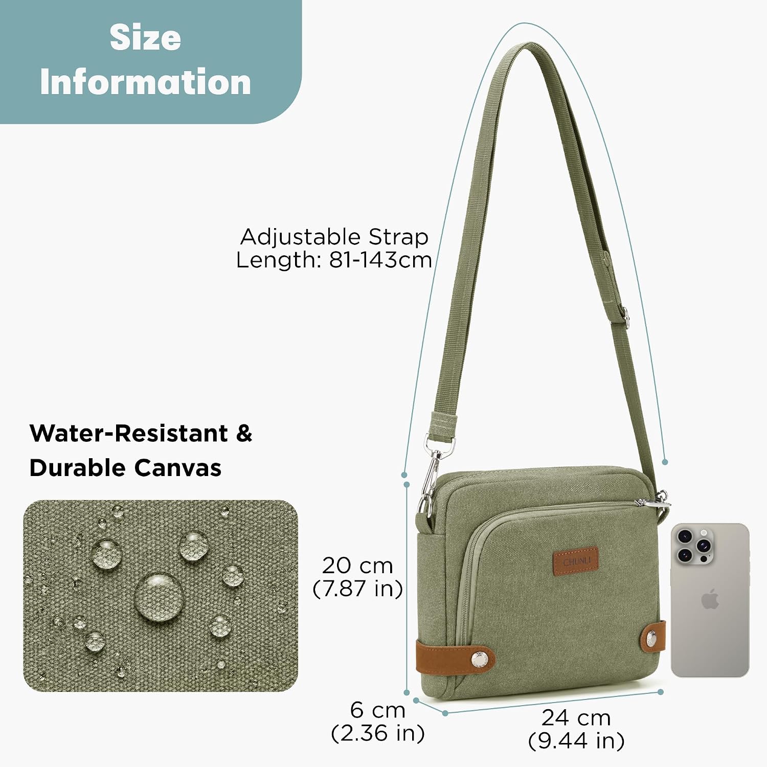 CHUNLI Anti Theft Crossbody Bag for Women, RFID Blocking Travel Purse with Lockable Zippers & Slash Resistant Strap