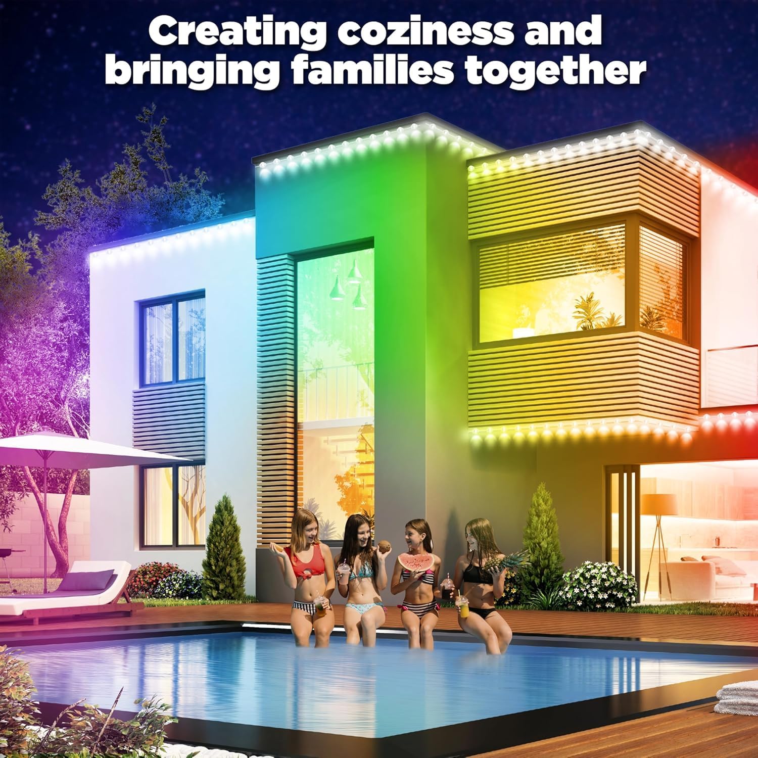 RGB Permanent Outdoor lights, 200FT Smart LED Eaves Lights with APP/Remote Control, IP67 Waterproof Outdoor Lights for House - Ideal for Christmas, Halloween, Party, Garden, Patio Home Decoration