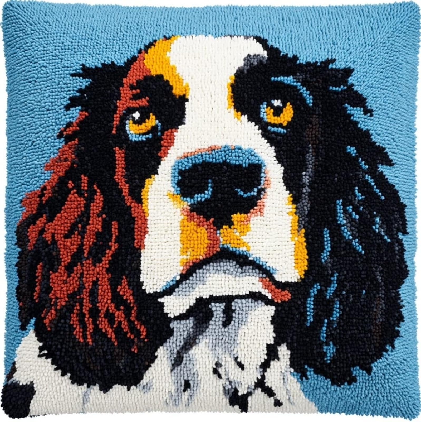 AxiangziK Latch Hook Cushion Kits,Springer Spaniel Animal Dog 17x17in Latch Hook Kits for Adults DIY Rug Crafts Arts Carpet for Home Decoration Birthday,Christma,Gift