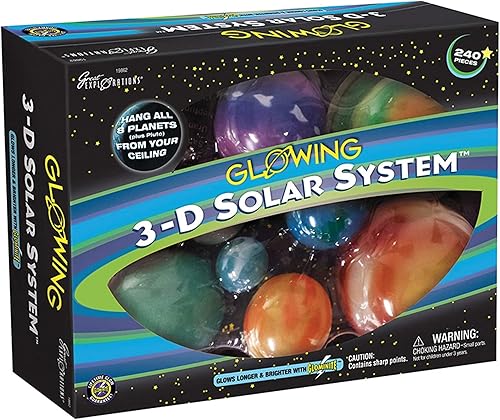 Great Explorations Sistema solar 3D que brilla en la oscuridad kit colgante de techo de planetas 3D y calcomanías de estrellas crean la Vía Láctea Great Explorations Sistema solar 3D que brilla en la oscuridad kit colgante de techo de planetas 3D y calcomanías de estrellas crean la Vía Láctea