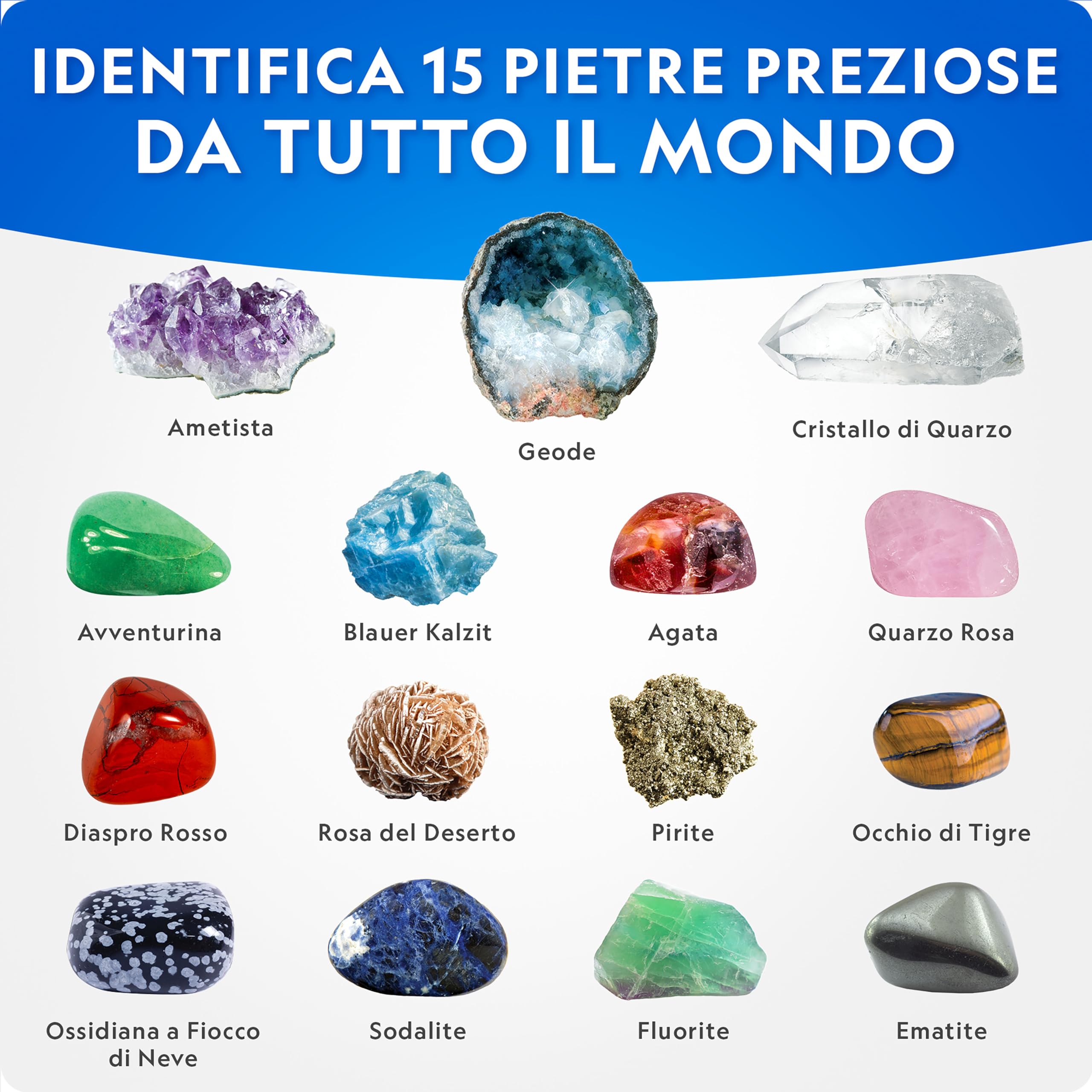 NATIONAL GEOGRAPHIC Mega Kit di Scavo di Gemme – Kit di Scavo di Cristalli e Pietre Preziose, Gioco Educativo per Bambini, Regalo per Bambine e Bambini, Collezione di Minerali