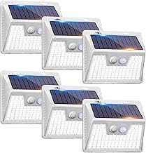 kolpop Set of 6 Solar Motion Detector Lights, 167 LEDs/3 Modes Solar Light, Waterproof Outdoor Wall Lighting for Garden Garage [Cool White]