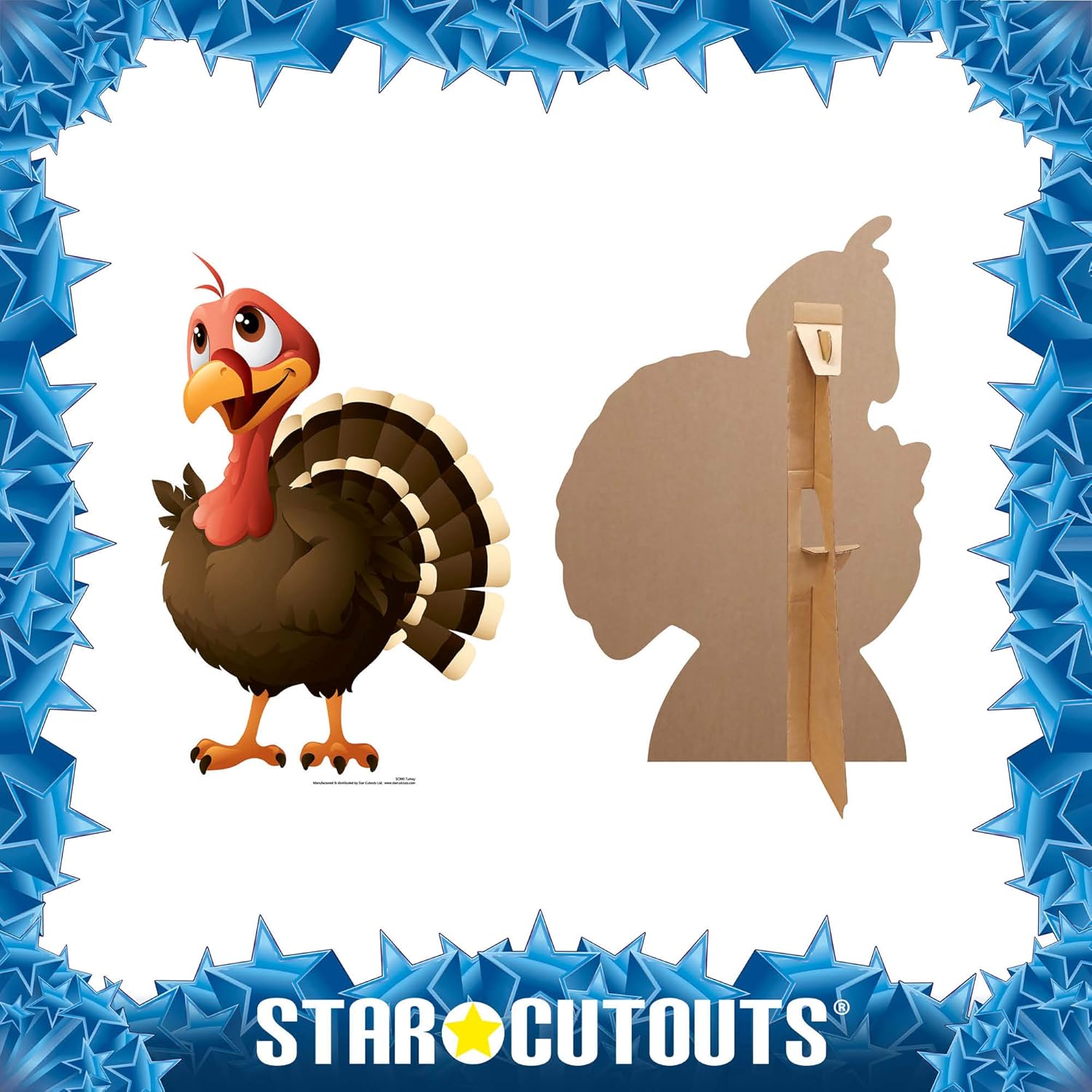 Star Cutouts Ltd SC990 Turkey Cardboard Cutout/Stand Up/Standee Perfect for Children's Christmas Decorations, Parties and Events Height 60cm, Multicolour
