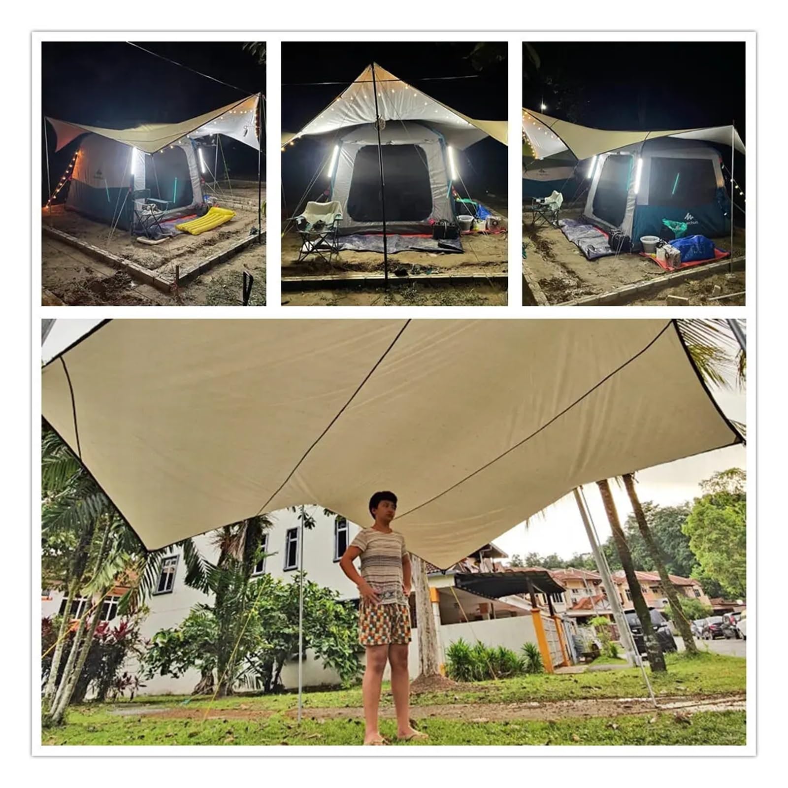 Telo per Tenda da Campeggio 5,1x5,1 m Grande Telo da Campeggio Impermeabile Ottagonale Farfalla Riparo dal Sole all'aperto Tenda da Sole Tenda Parasole Spiaggia baldacchino turistico