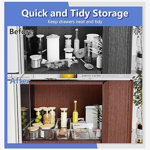 Miniatura 9 de CHANCETSUI Paquete de 18 organizadores de cajones de escritorio, organizador grande de cajones de plástico transparente, separadores, contenedores