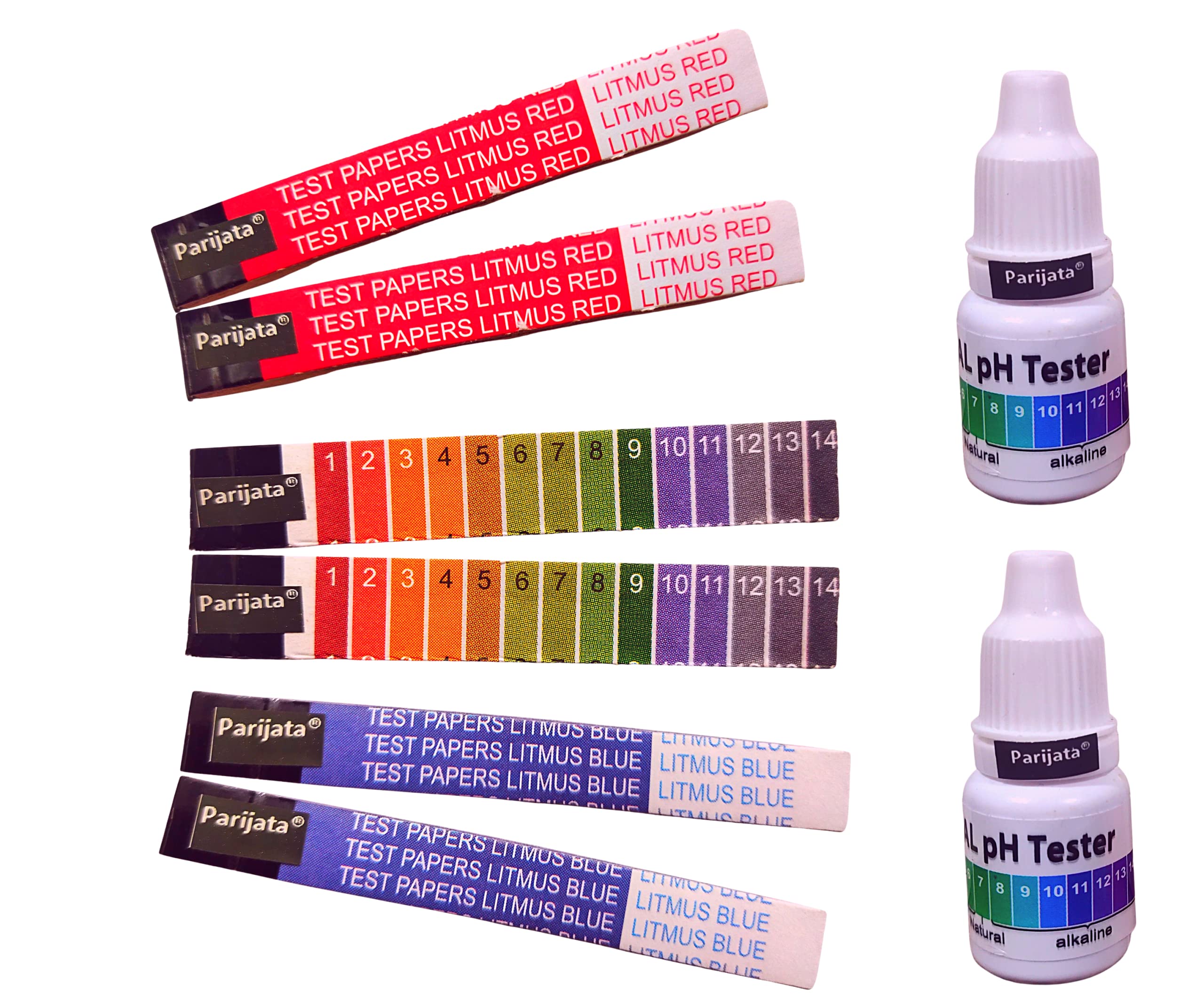 PARIJATA litmus paper for liquid testing, Red litmus, Blue litmus, Yellow ph paper for acidic/basic testing indicator strips (40+40+40 strips) with ph bottle-image-6