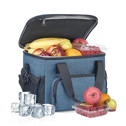 F40C4TMP Lunch Box for Men, Insulated Lunch Bag for Men Adults Women, Large Lunchbox for Work Picnic School, Mens Cooler Bag with Shoulder Strap Blue