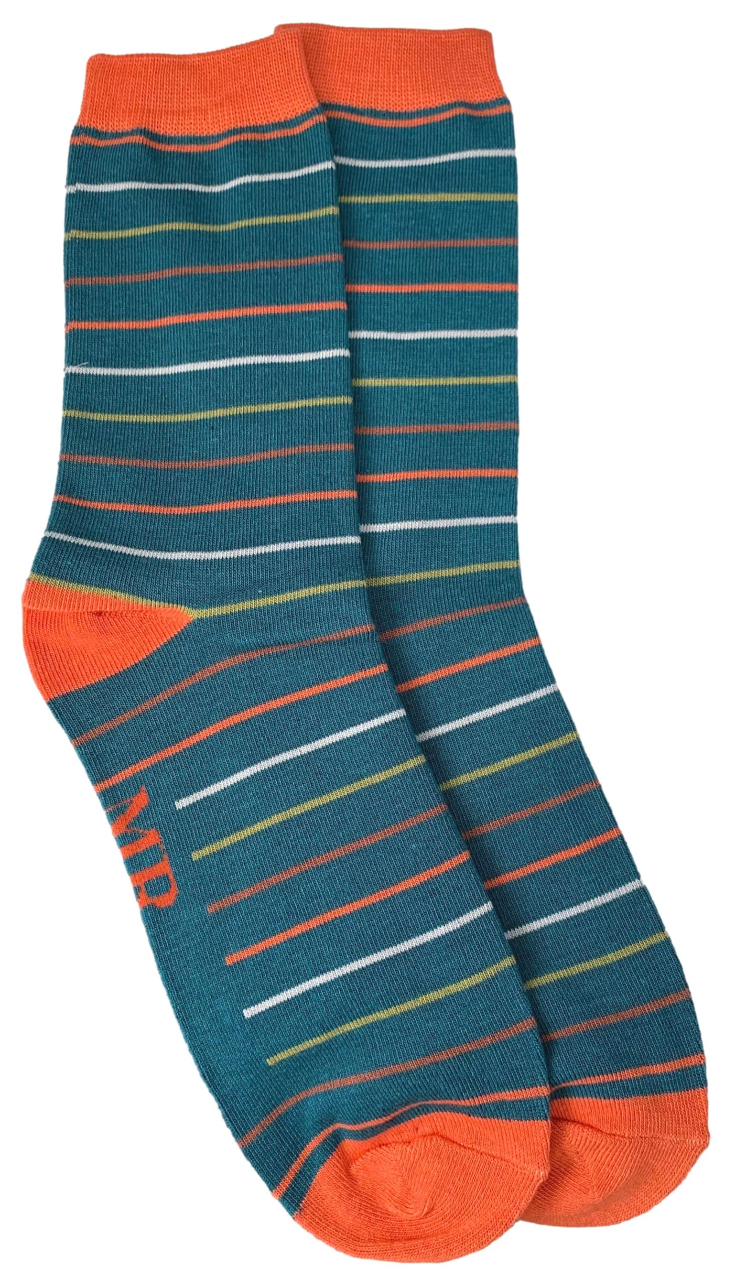 Purple Possum Men's Green Purple Possum® Teal Socks Fun Striped Orange Stripes Gents Stripy Novelty Bamboo Cotton Blend Uk Shoe Size 7-11 Gift Idea